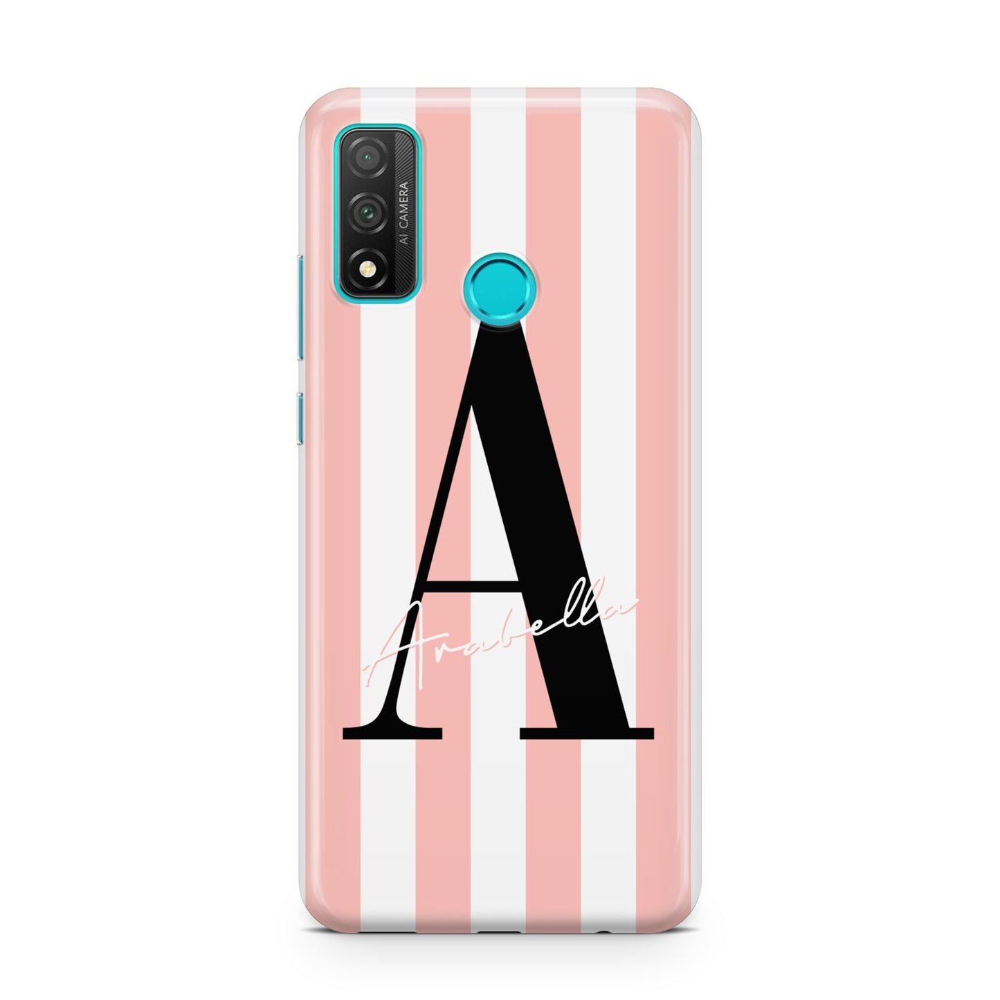 Personalised Pink Striped Initial Huawei P Smart 2020