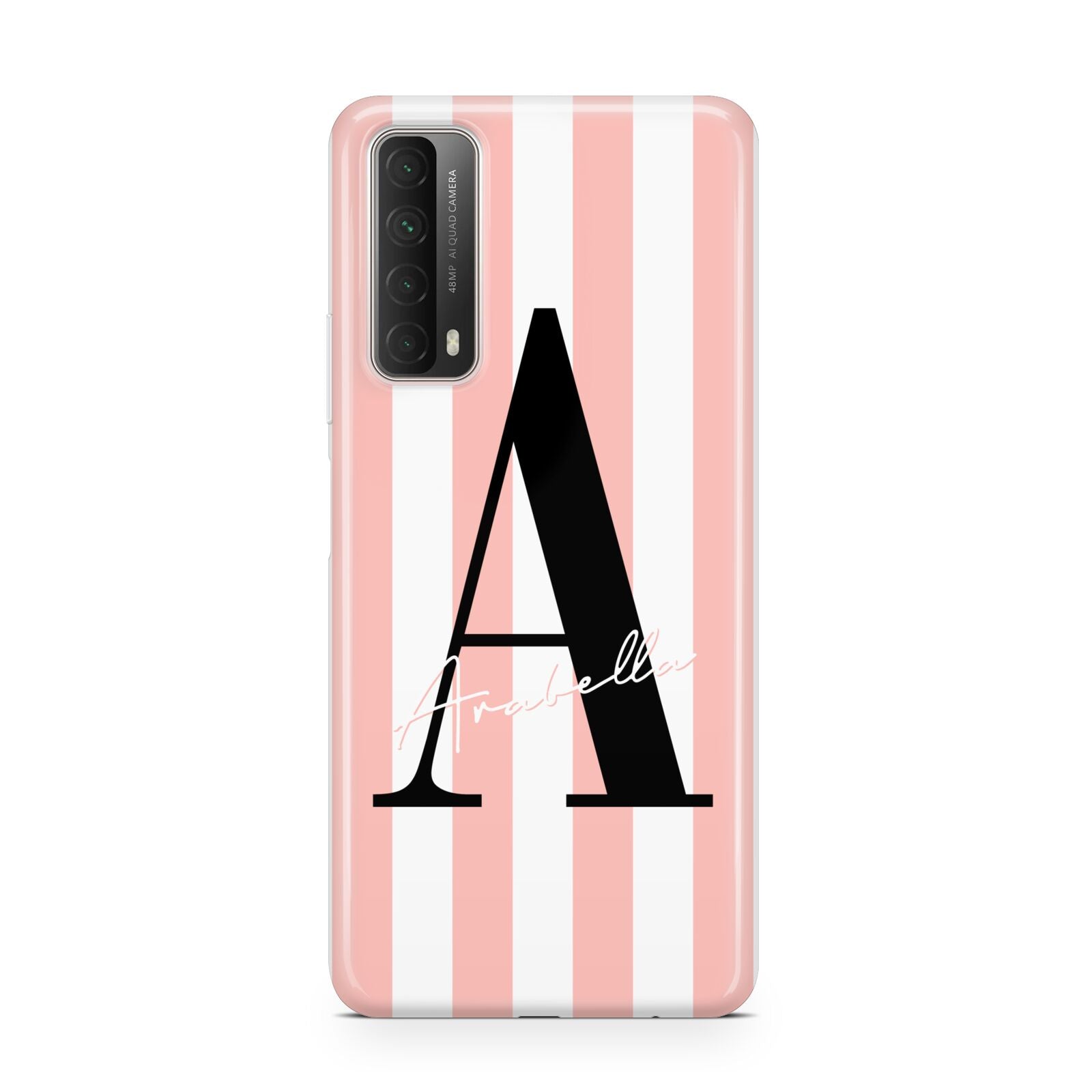 Personalised Pink Striped Initial Huawei P Smart 2021