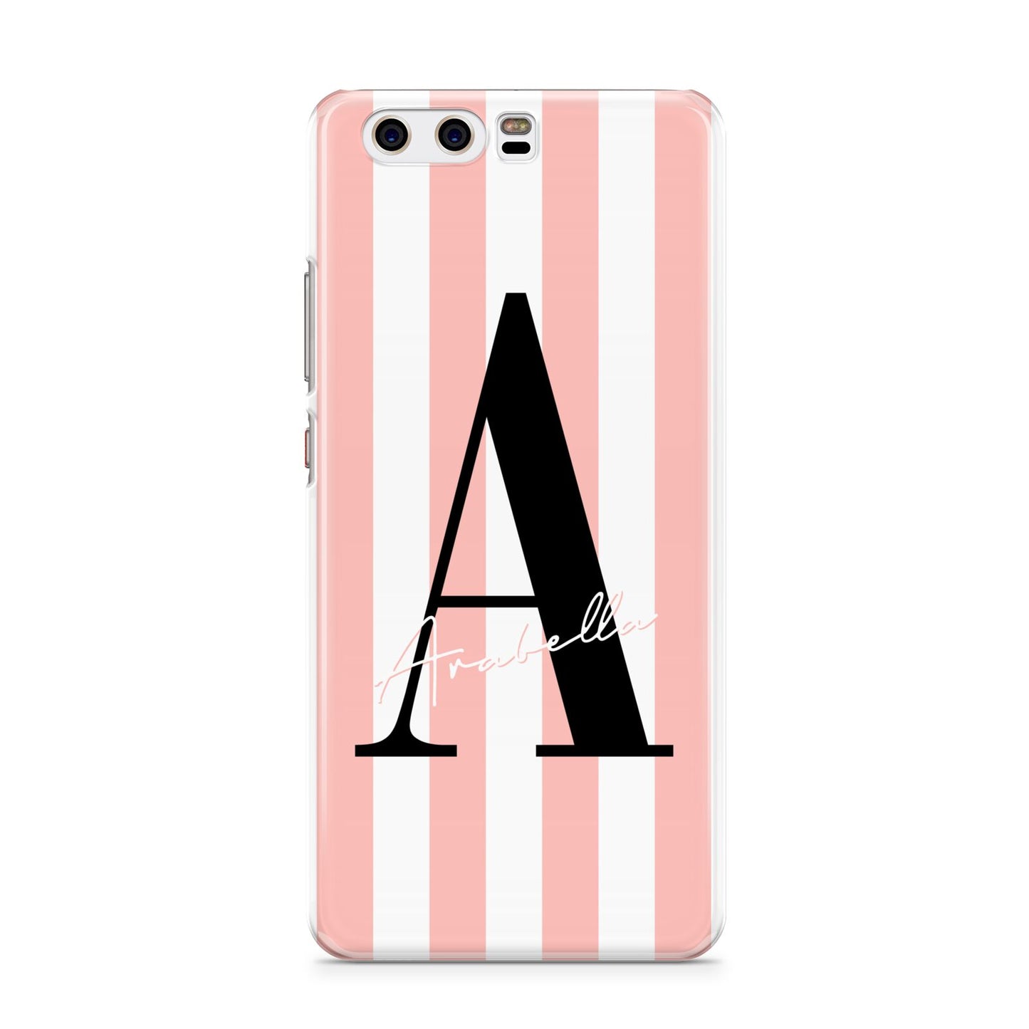 Personalised Pink Striped Initial Huawei P10 Phone Case