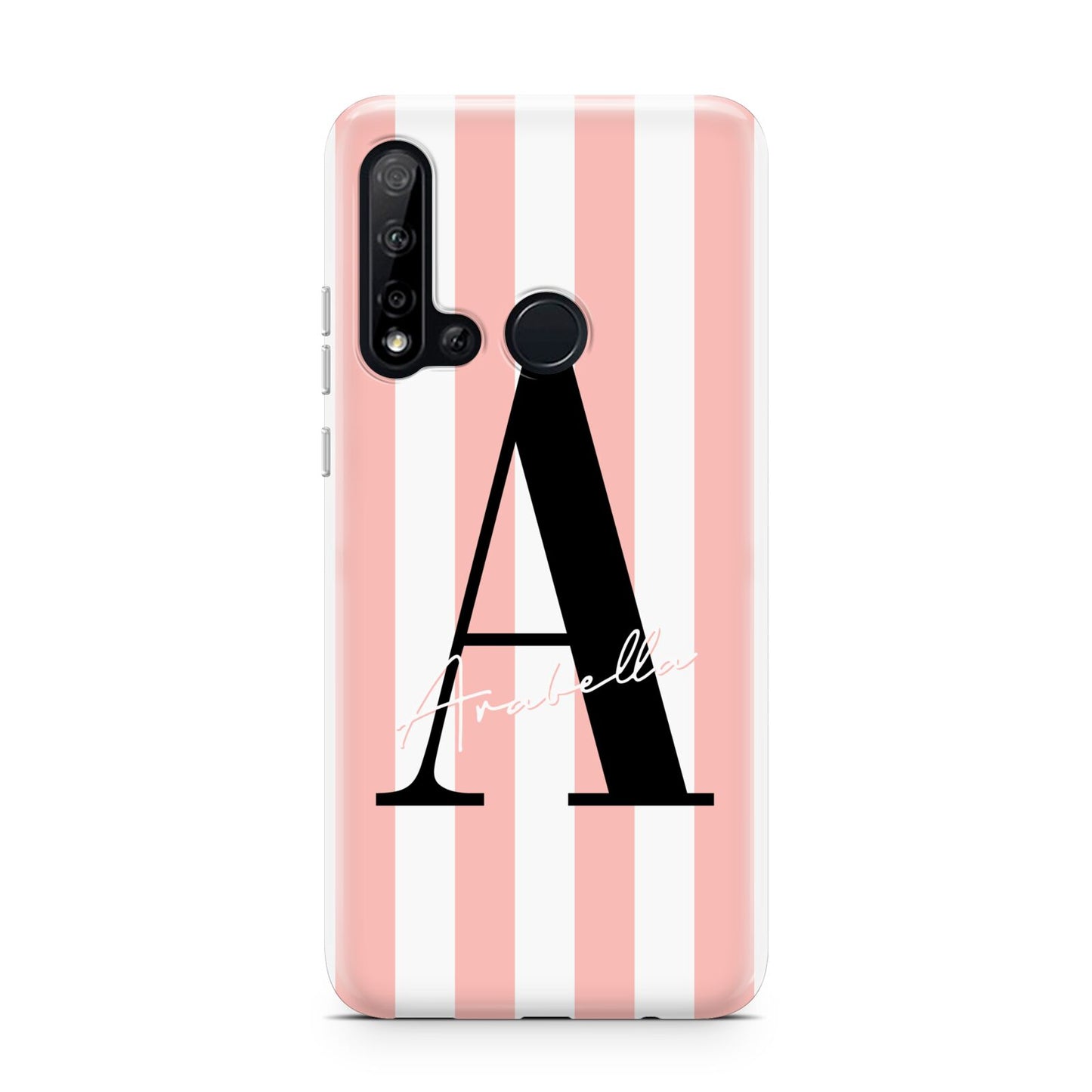 Personalised Pink Striped Initial Huawei P20 Lite 5G Phone Case