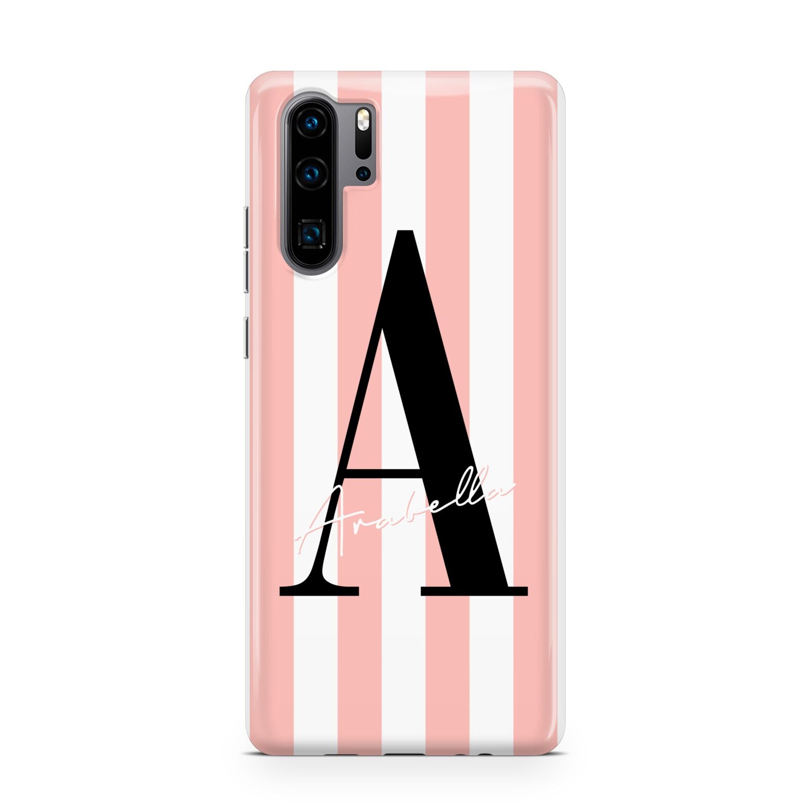 Personalised Pink Striped Initial Huawei P30 Pro Phone Case