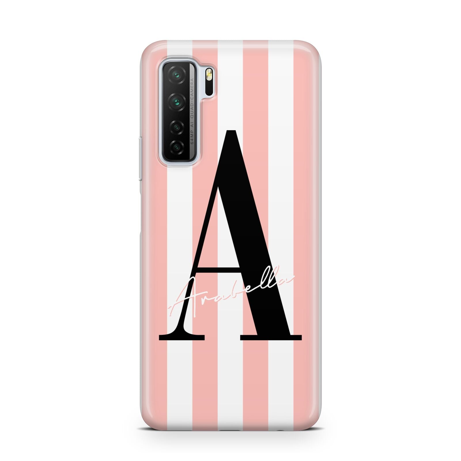 Personalised Pink Striped Initial Huawei P40 Lite 5G Phone Case