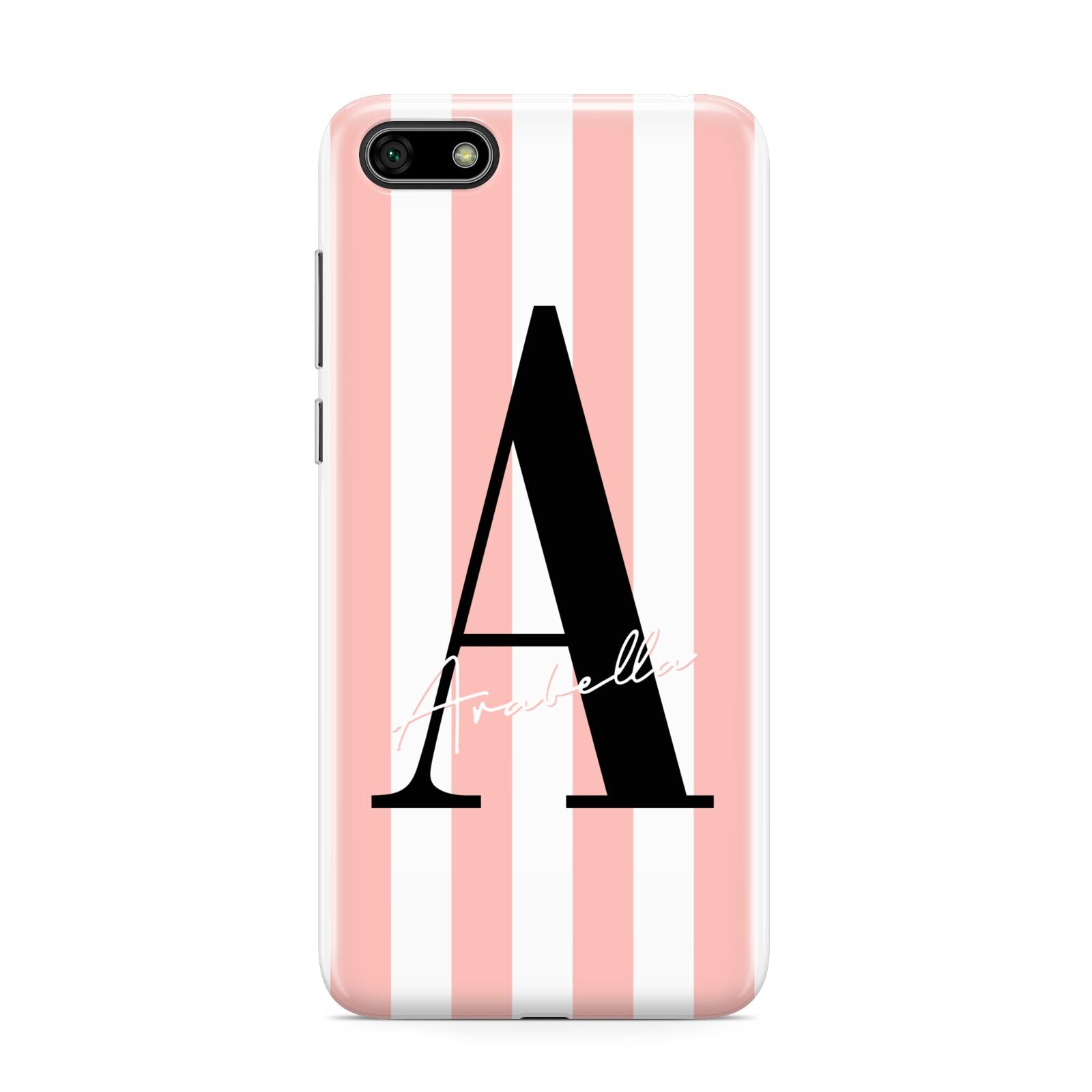 Personalised Pink Striped Initial Huawei Y5 Prime 2018 Phone Case