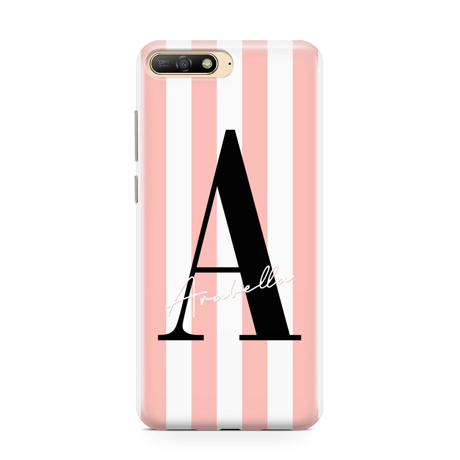 Personalised Pink Striped Initial Huawei Y6 2018