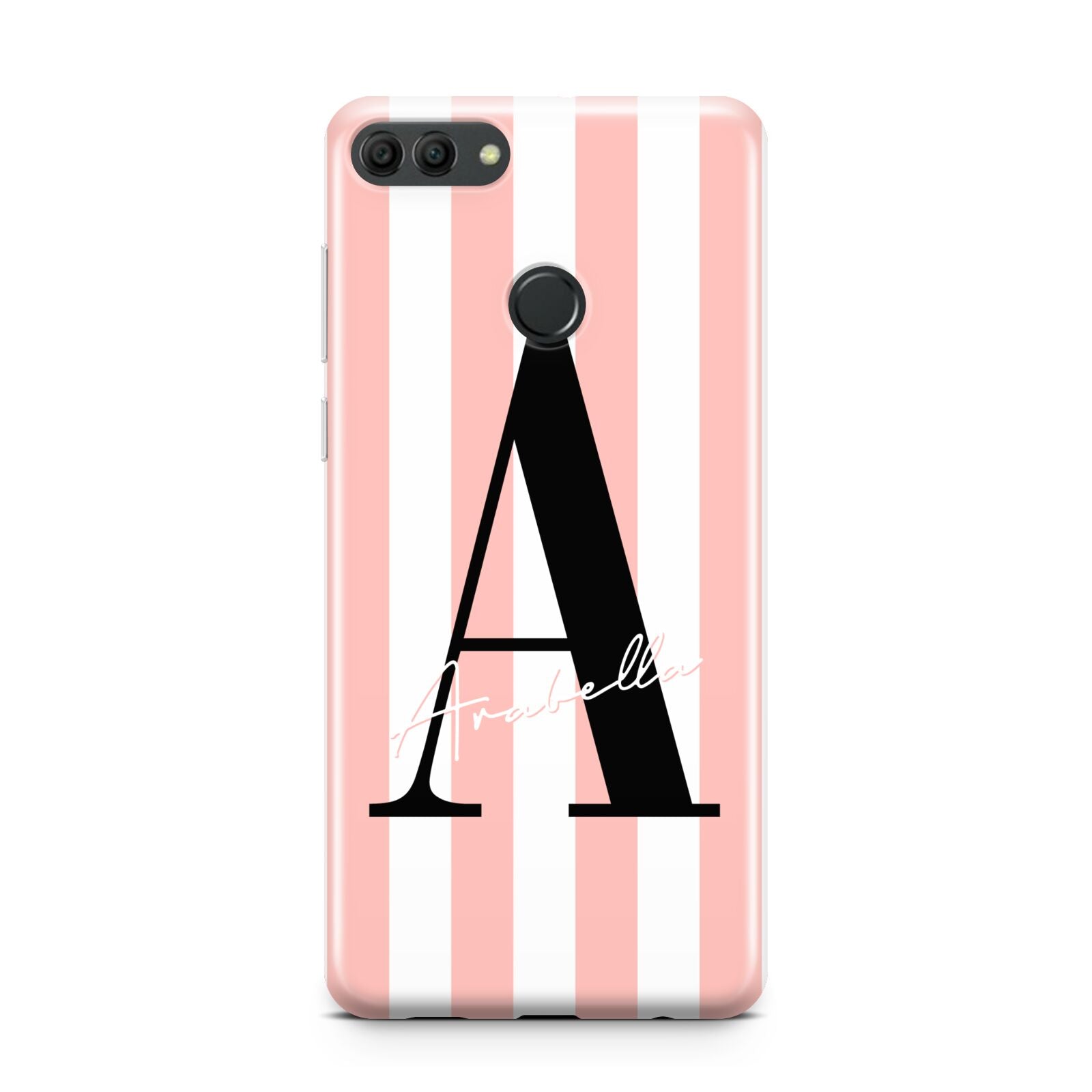 Personalised Pink Striped Initial Huawei Y9 2018