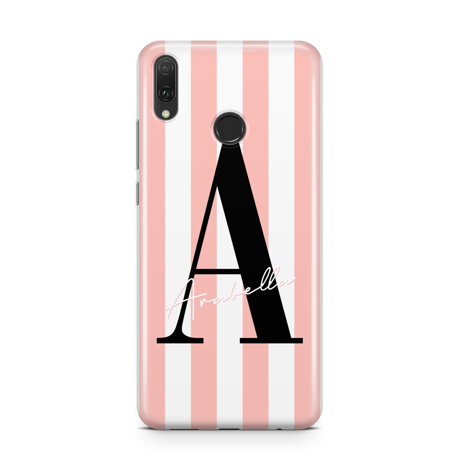 Personalised Pink Striped Initial Huawei Y9 2019