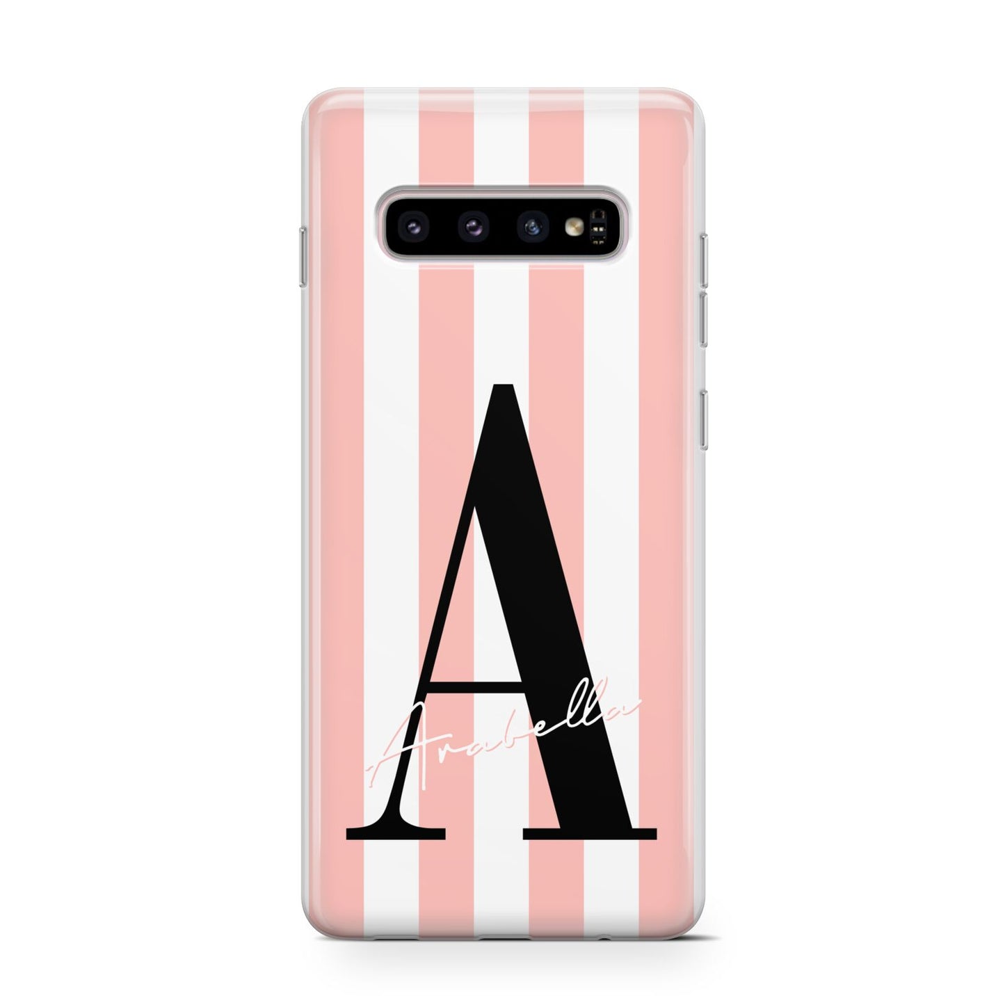 Personalised Pink Striped Initial Protective Samsung Galaxy Case