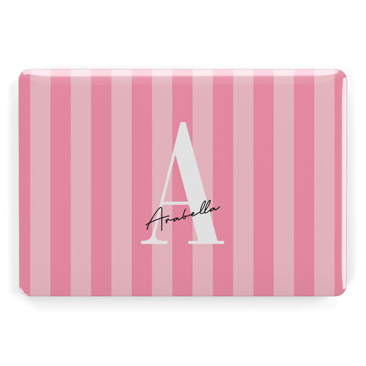 Personalised Pink Stripes Initial Apple MacBook Case