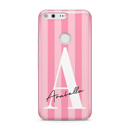 Personalised Pink Stripes Initial Google Pixel Case