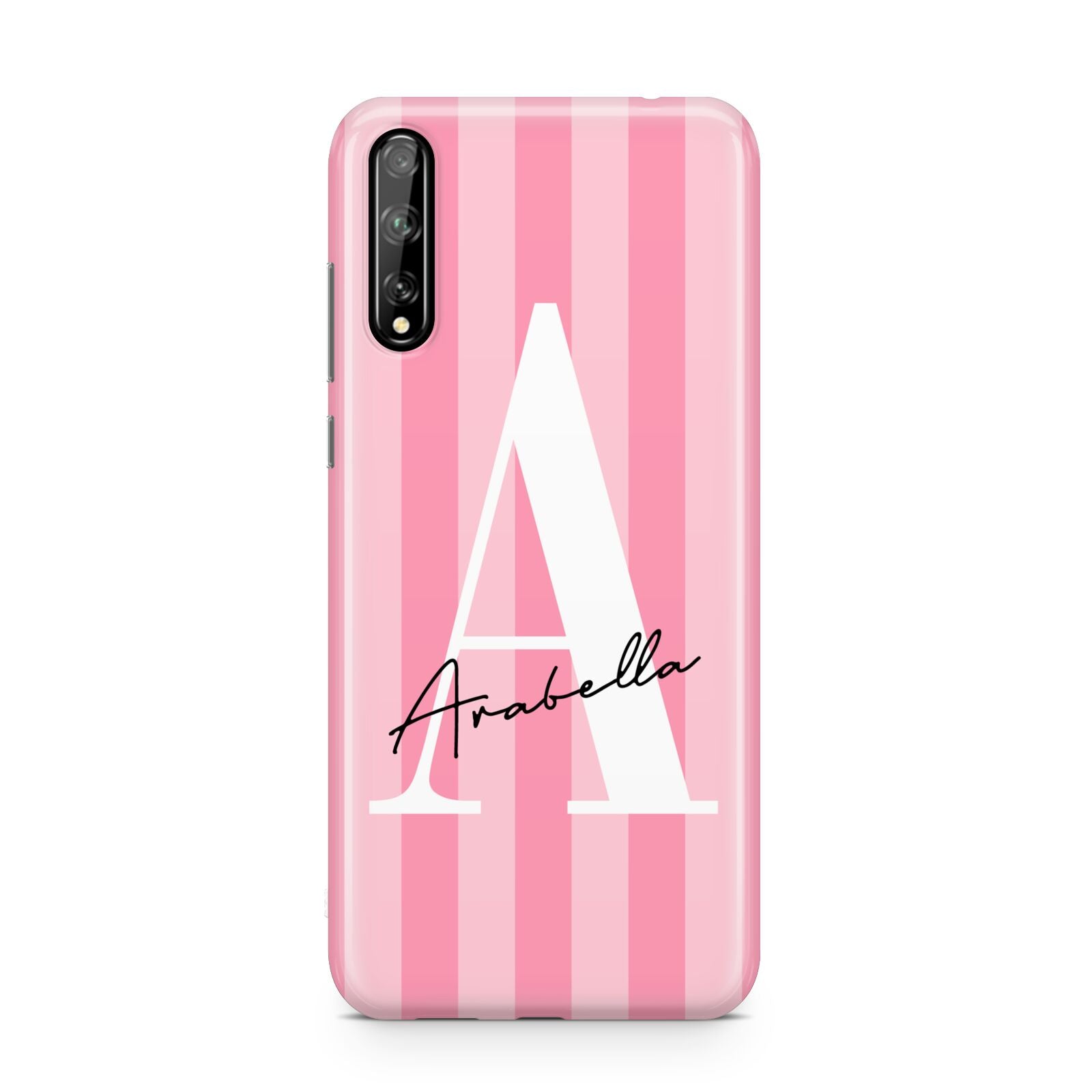 Personalised Pink Stripes Initial Huawei Enjoy 10s Phone Case