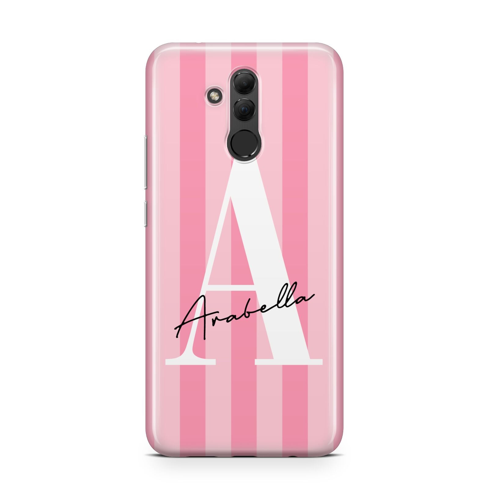 Personalised Pink Stripes Initial Huawei Mate 20 Lite