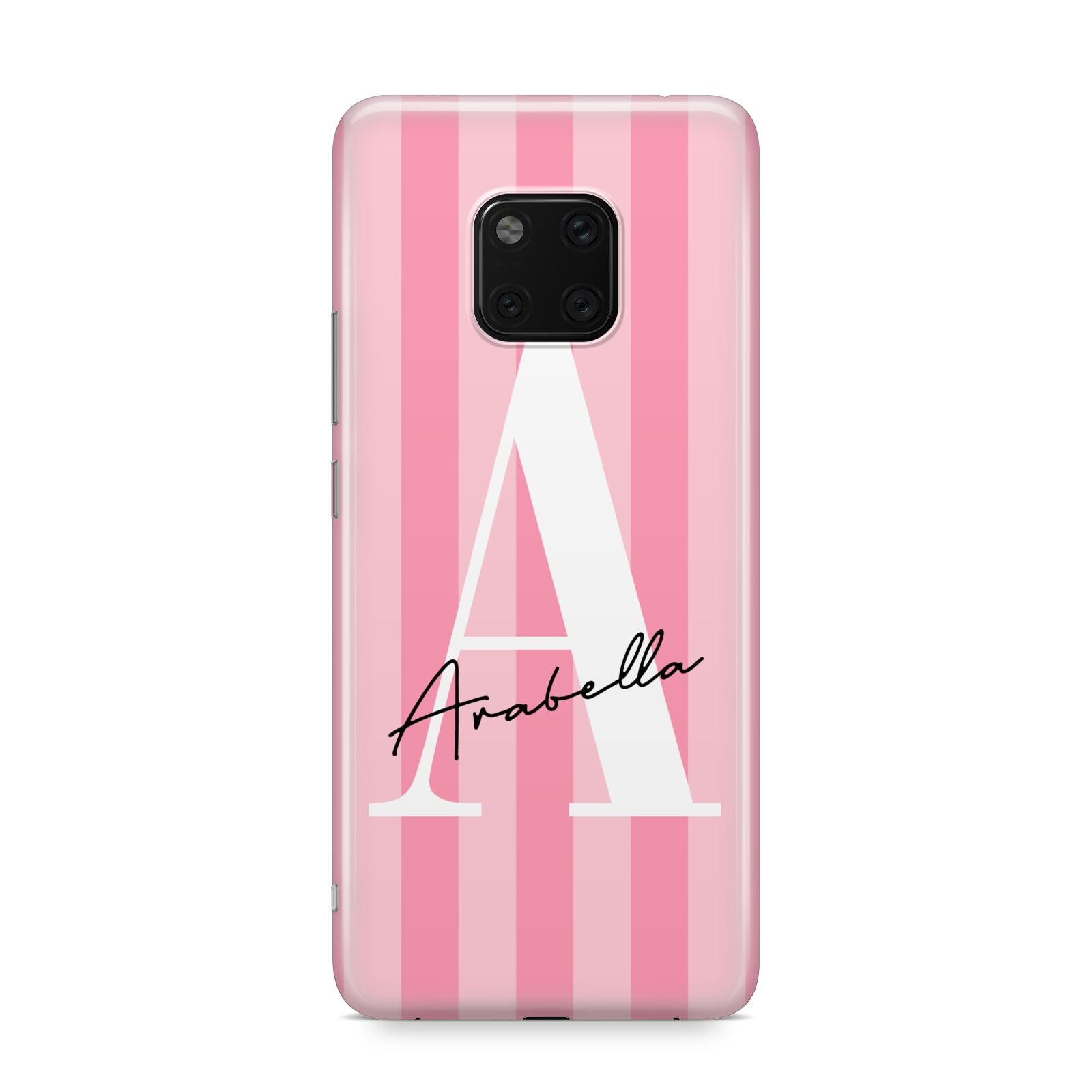 Personalised Pink Stripes Initial Huawei Mate 20 Pro Phone Case