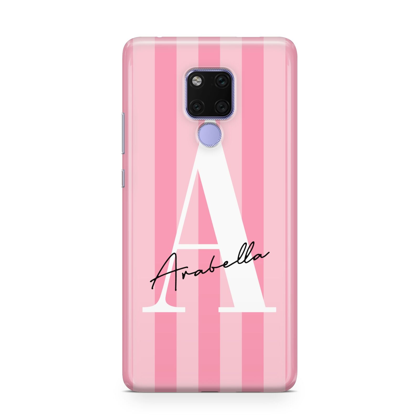 Personalised Pink Stripes Initial Huawei Mate 20X Phone Case