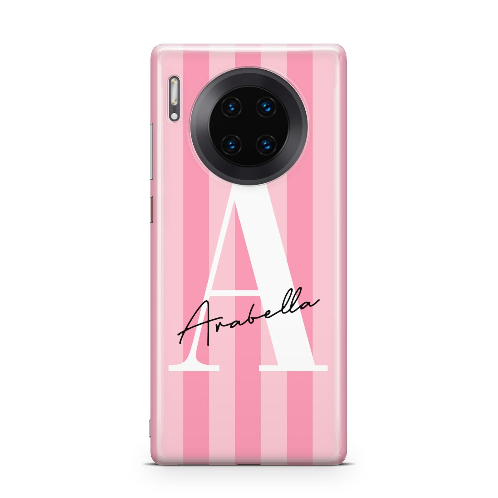 Personalised Pink Stripes Initial Huawei Mate 30 Pro Phone Case