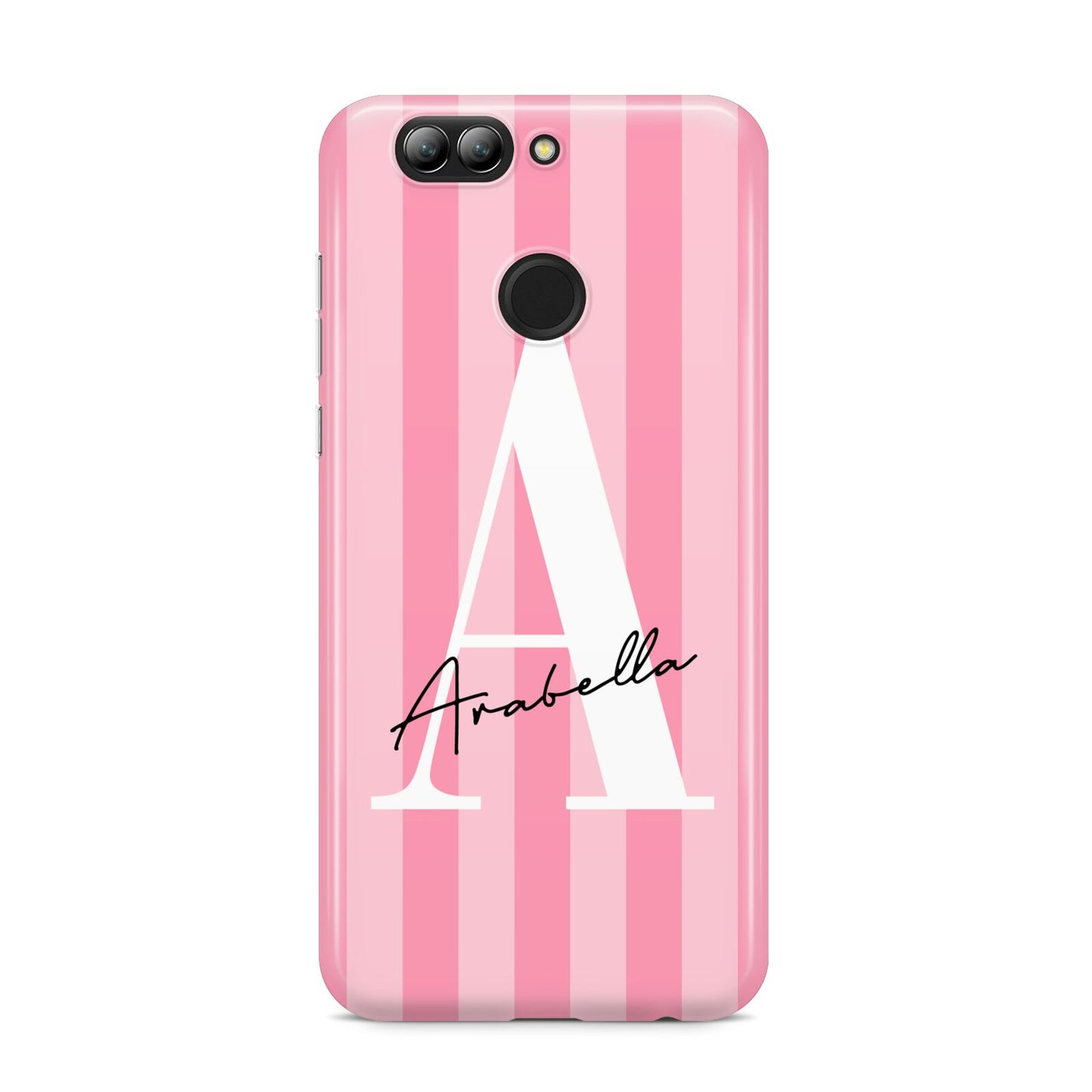 Personalised Pink Stripes Initial Huawei Nova 2s Phone Case