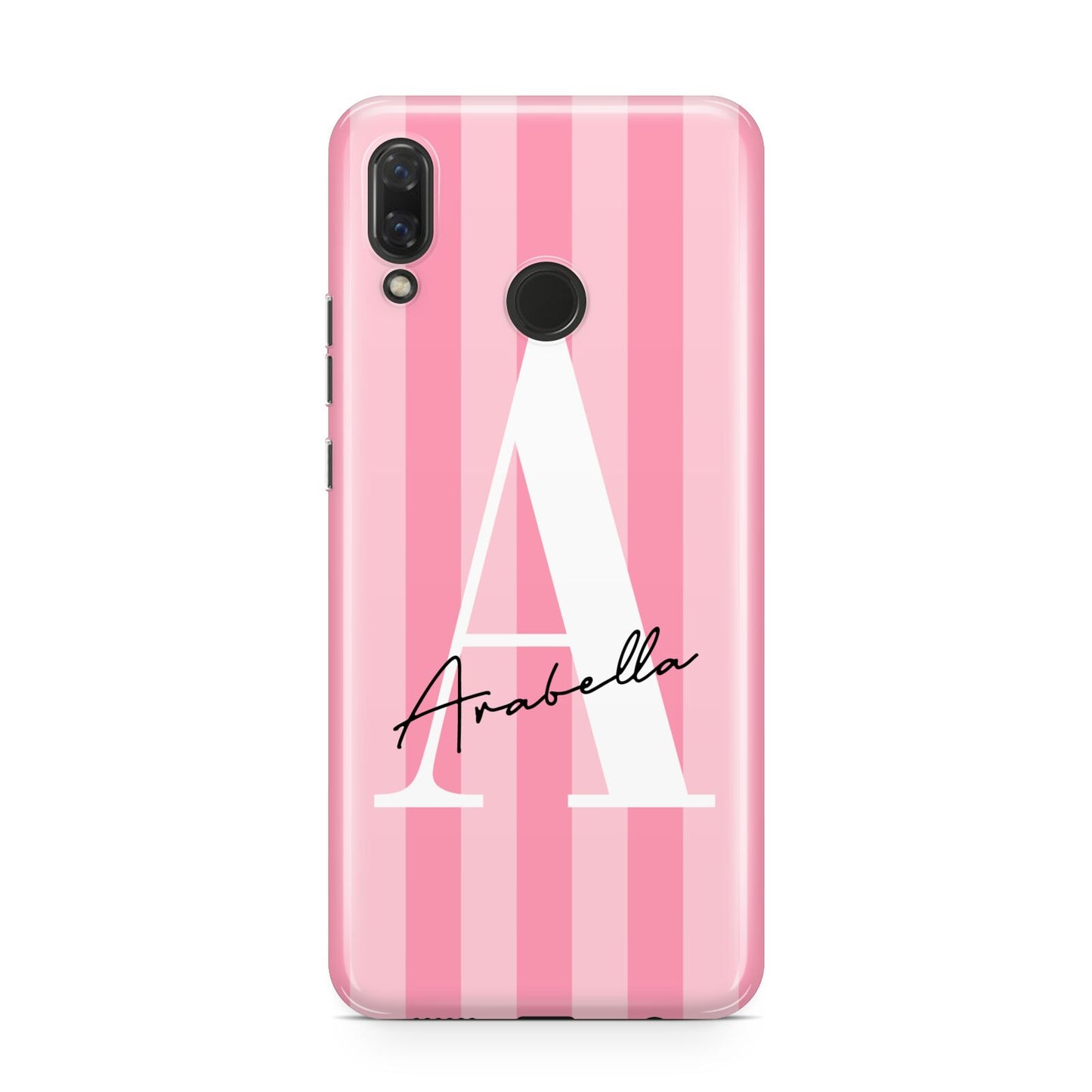 Personalised Pink Stripes Initial Huawei Nova 3 Phone Case