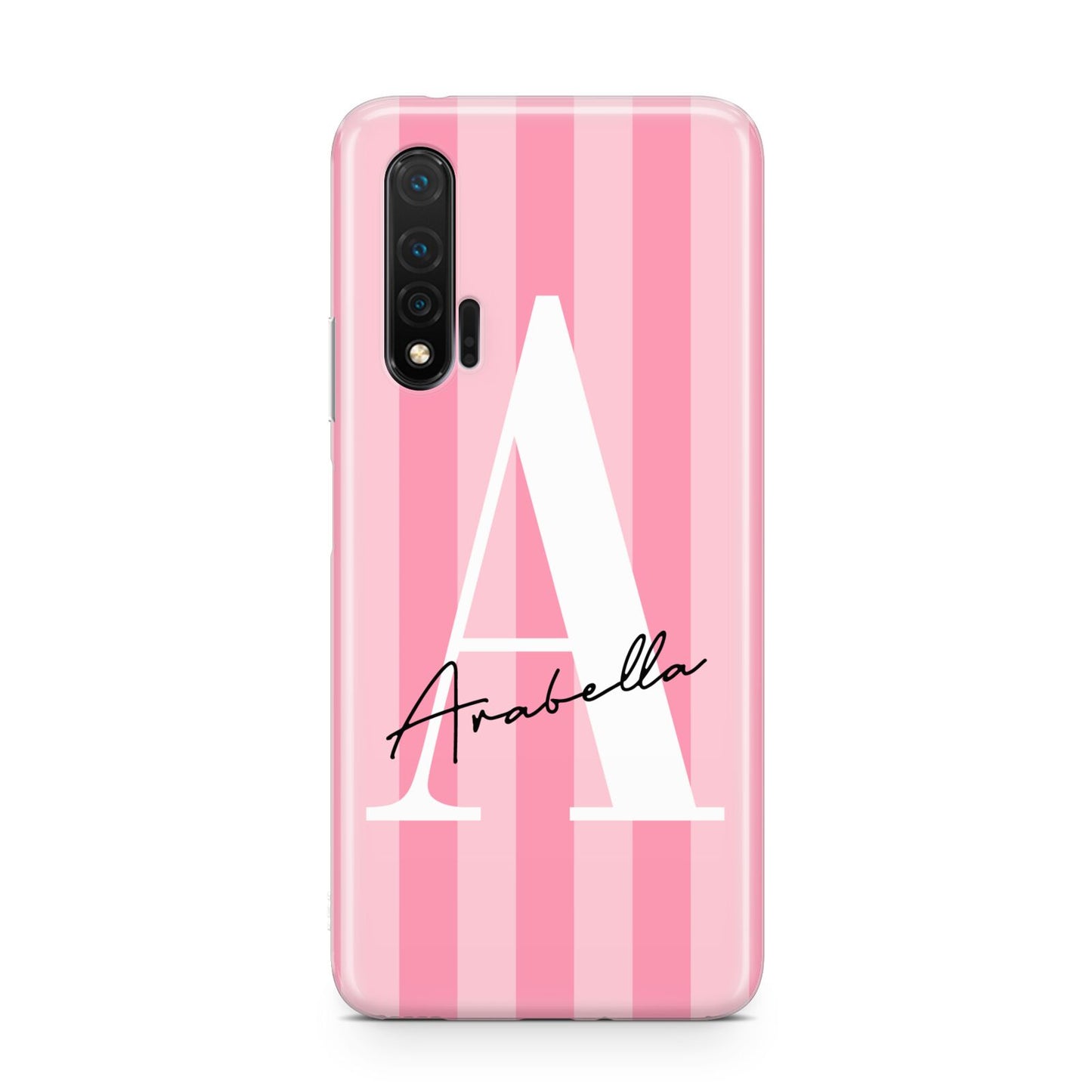 Personalised Pink Stripes Initial Huawei Nova 6 Phone Case