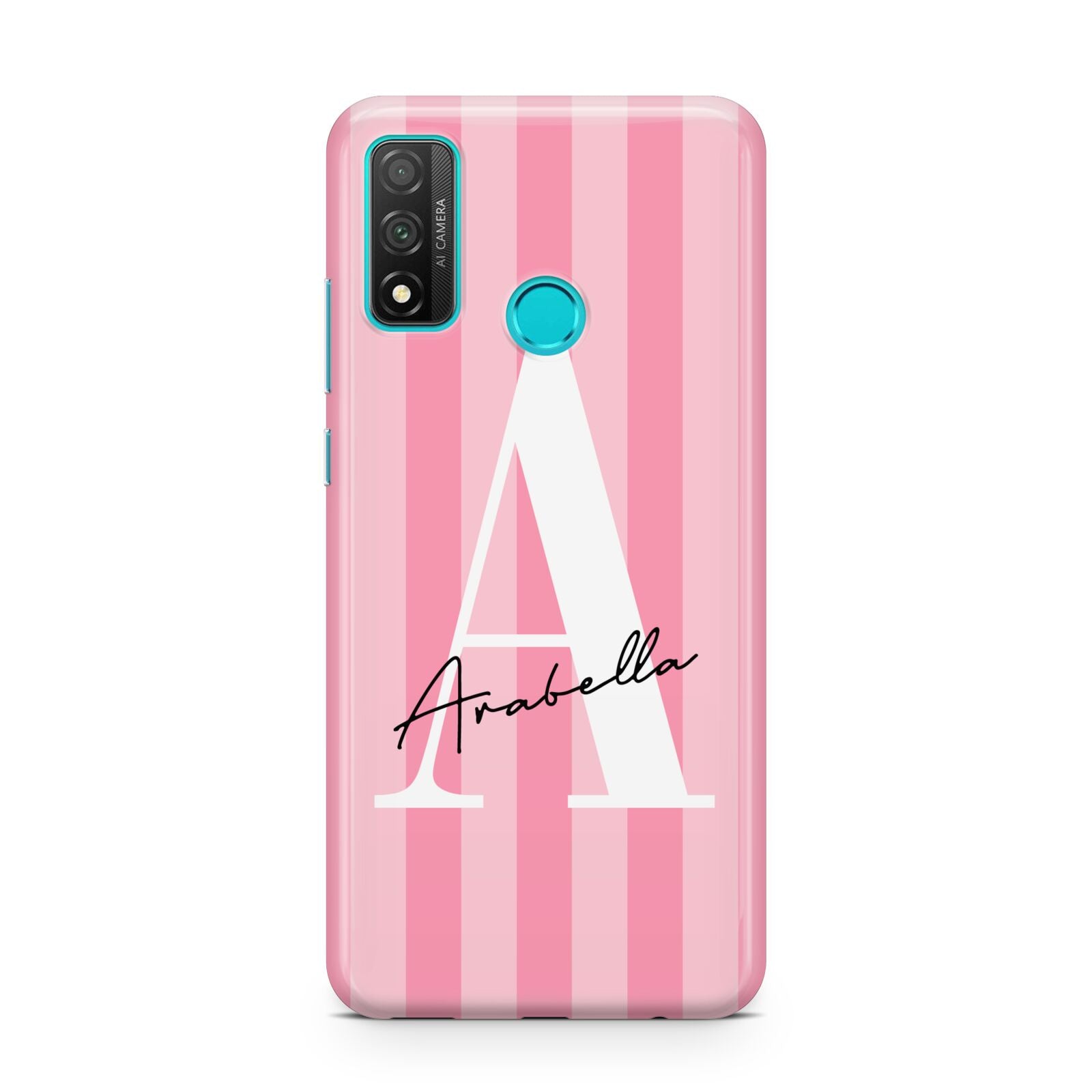 Personalised Pink Stripes Initial Huawei P Smart 2020