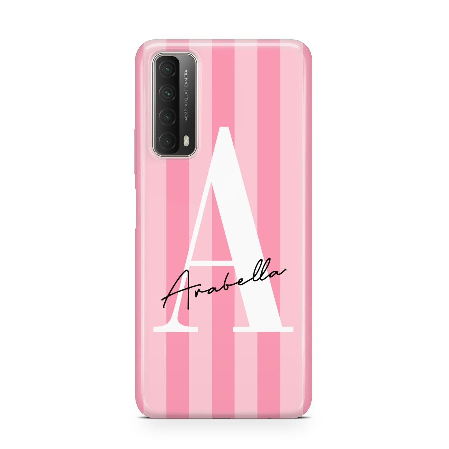 Personalised Pink Stripes Initial Huawei P Smart 2021