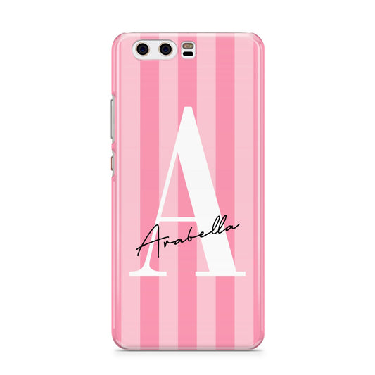 Personalised Pink Stripes Initial Huawei P10 Phone Case