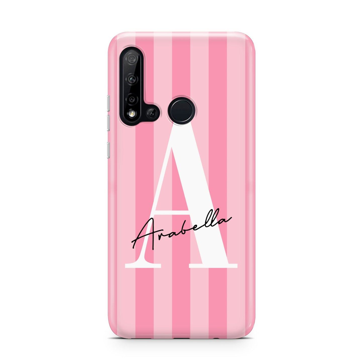 Personalised Pink Stripes Initial Huawei P20 Lite 5G Phone Case