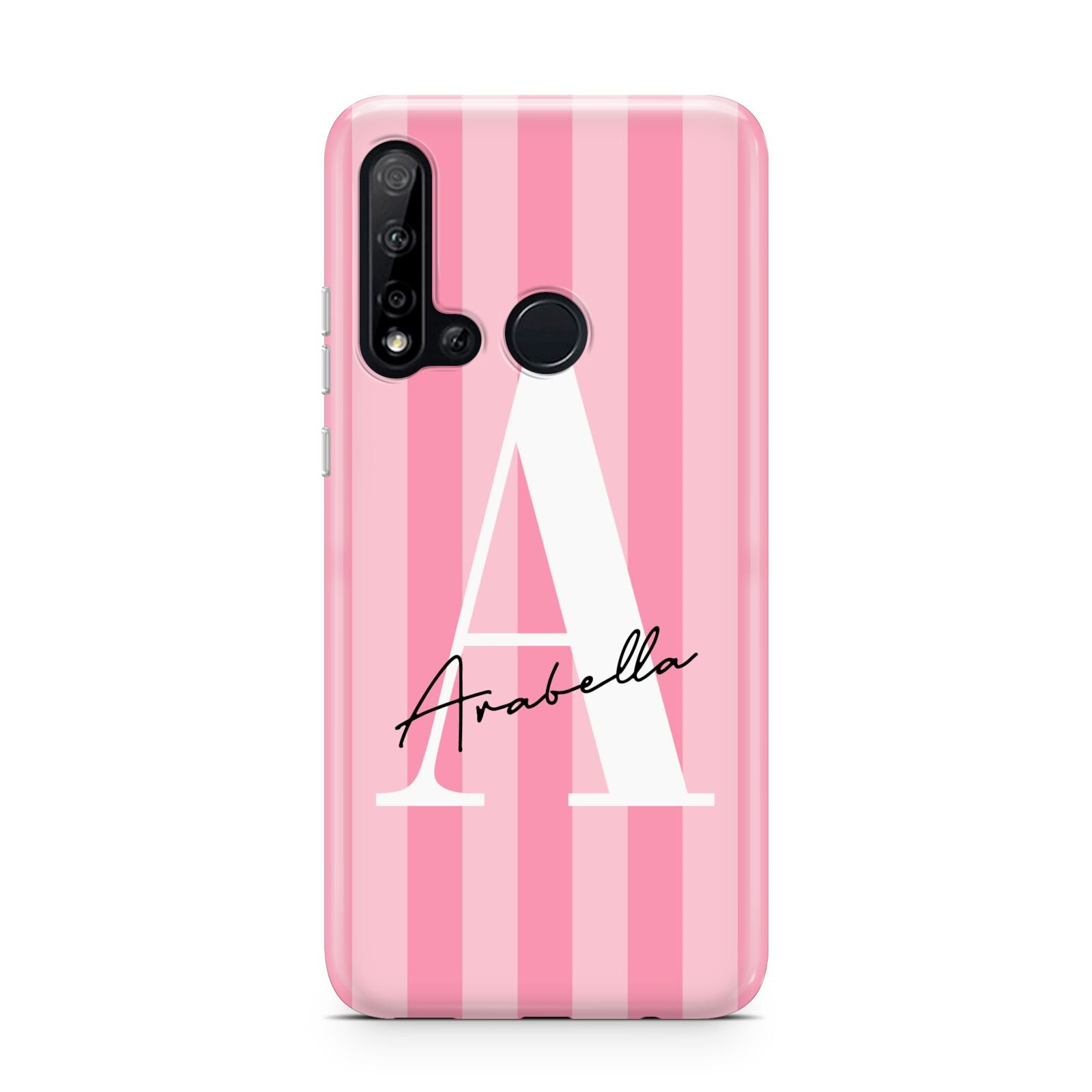 Personalised Pink Stripes Initial Huawei P20 Lite 5G Phone Case