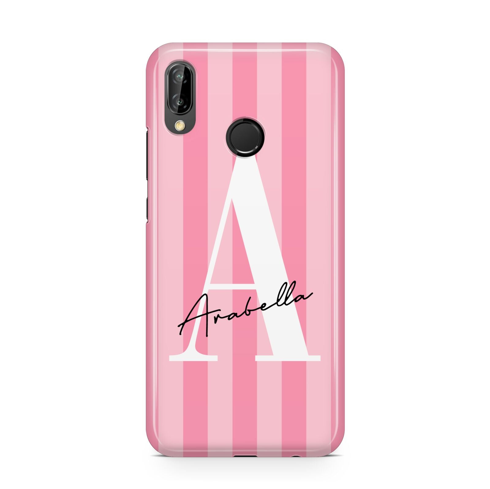 Personalised Pink Stripes Initial Huawei P20 Lite Phone Case