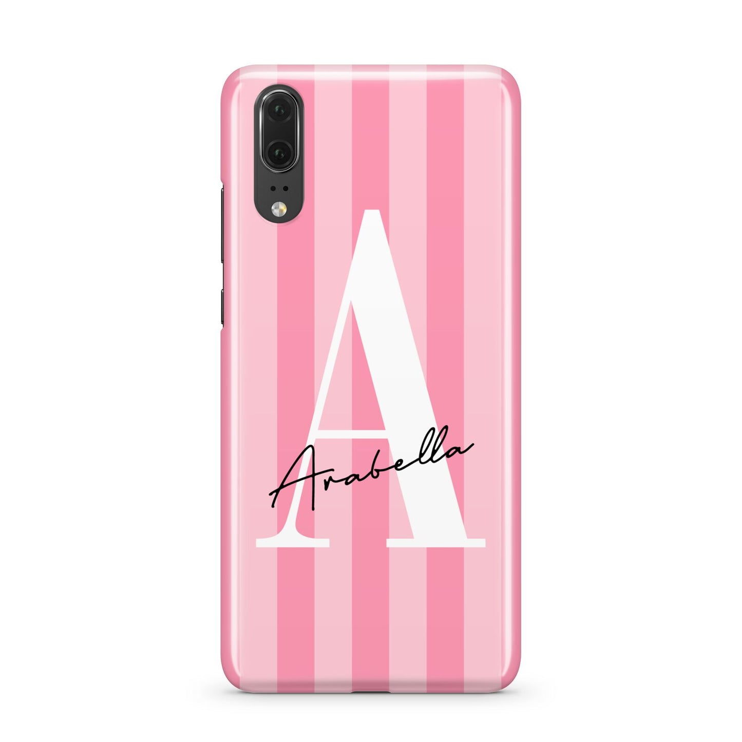 Personalised Pink Stripes Initial Huawei P20 Phone Case