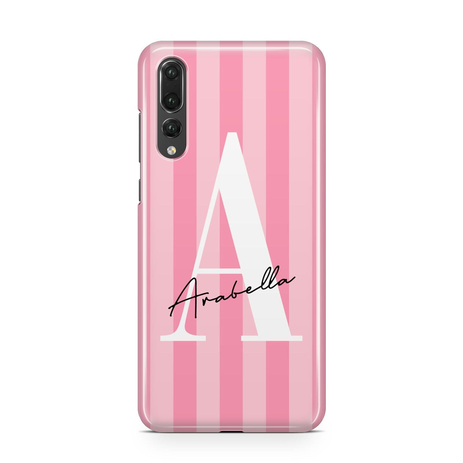 Personalised Pink Stripes Initial Huawei P20 Pro Phone Case