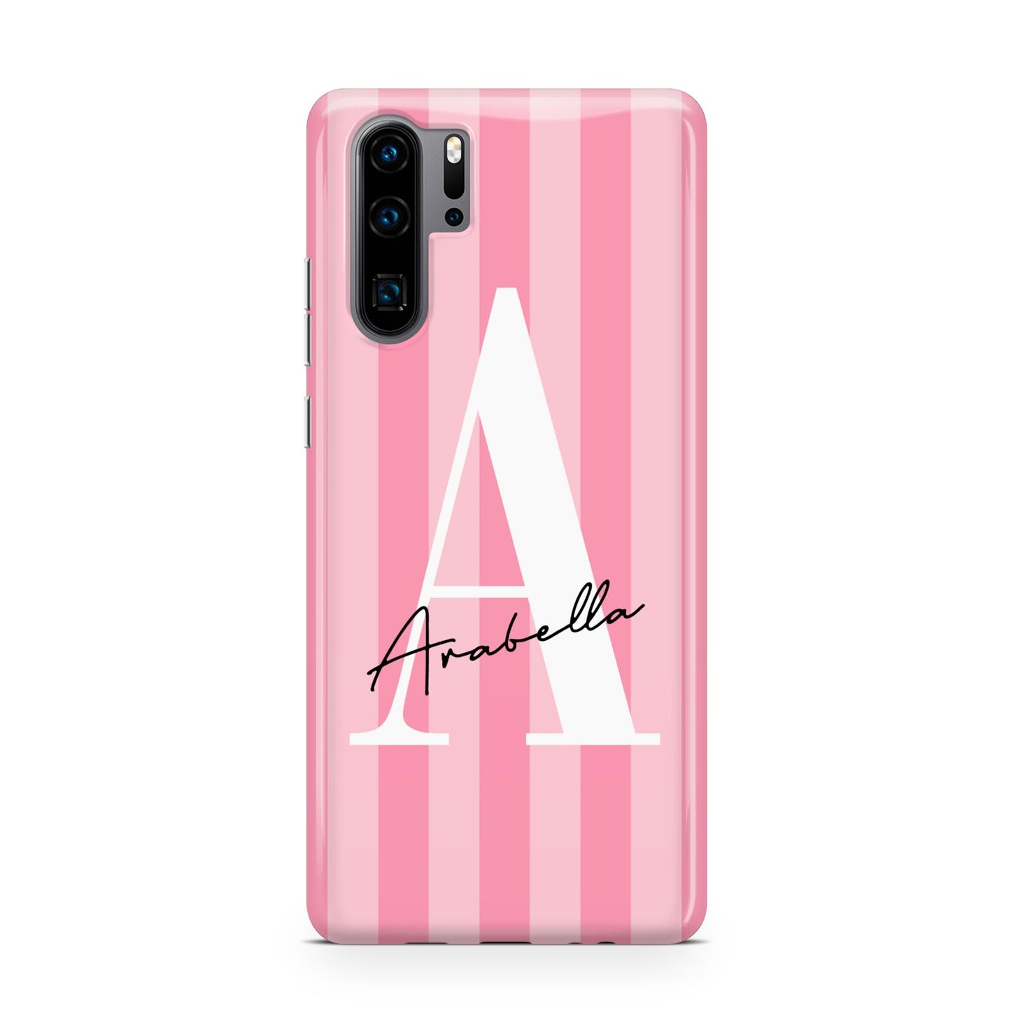 Personalised Pink Stripes Initial Huawei P30 Pro Phone Case