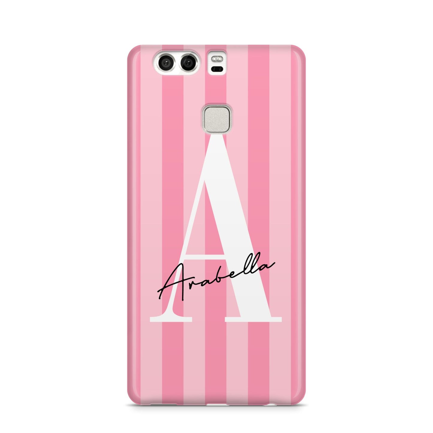 Personalised Pink Stripes Initial Huawei P9 Case