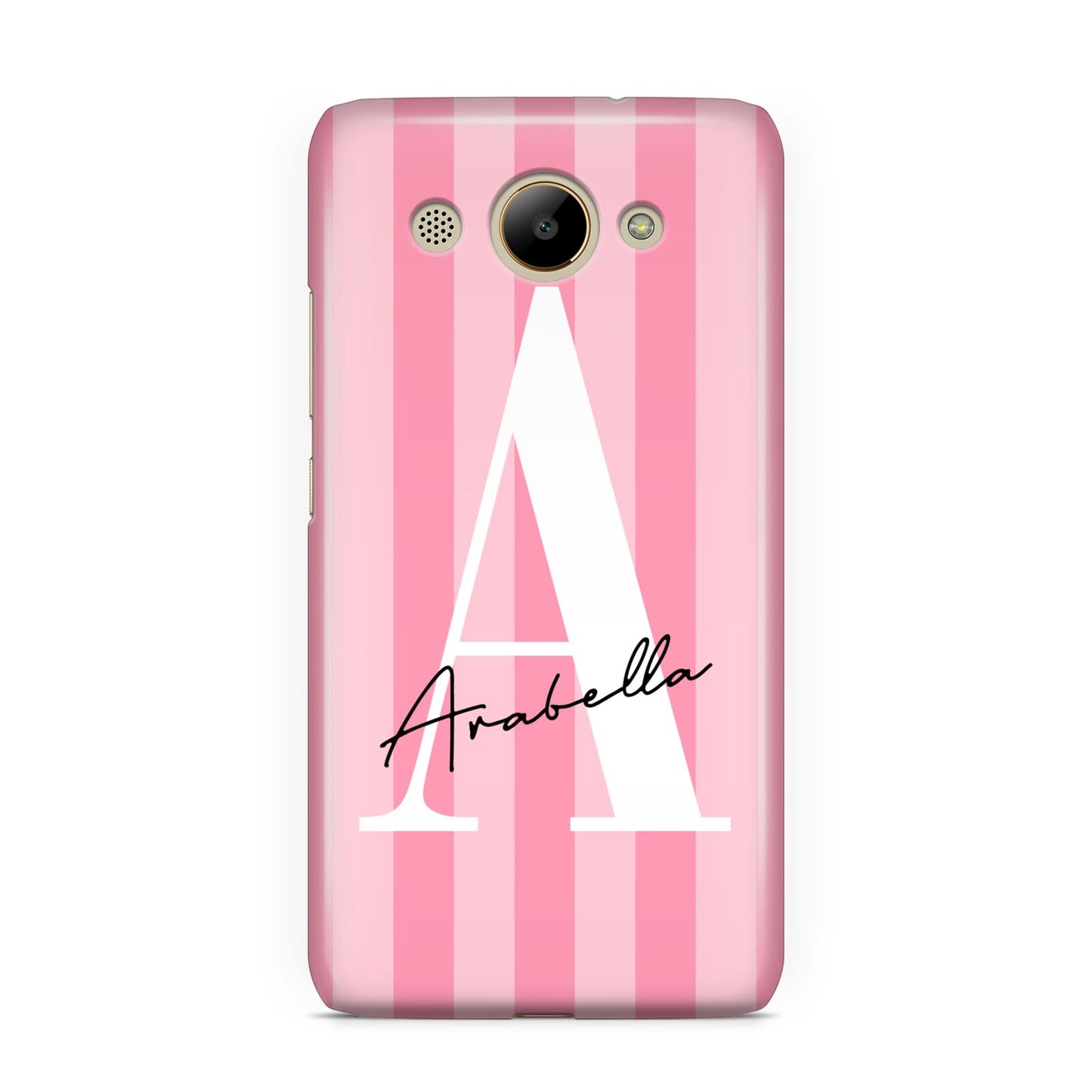 Personalised Pink Stripes Initial Huawei Y3 2017