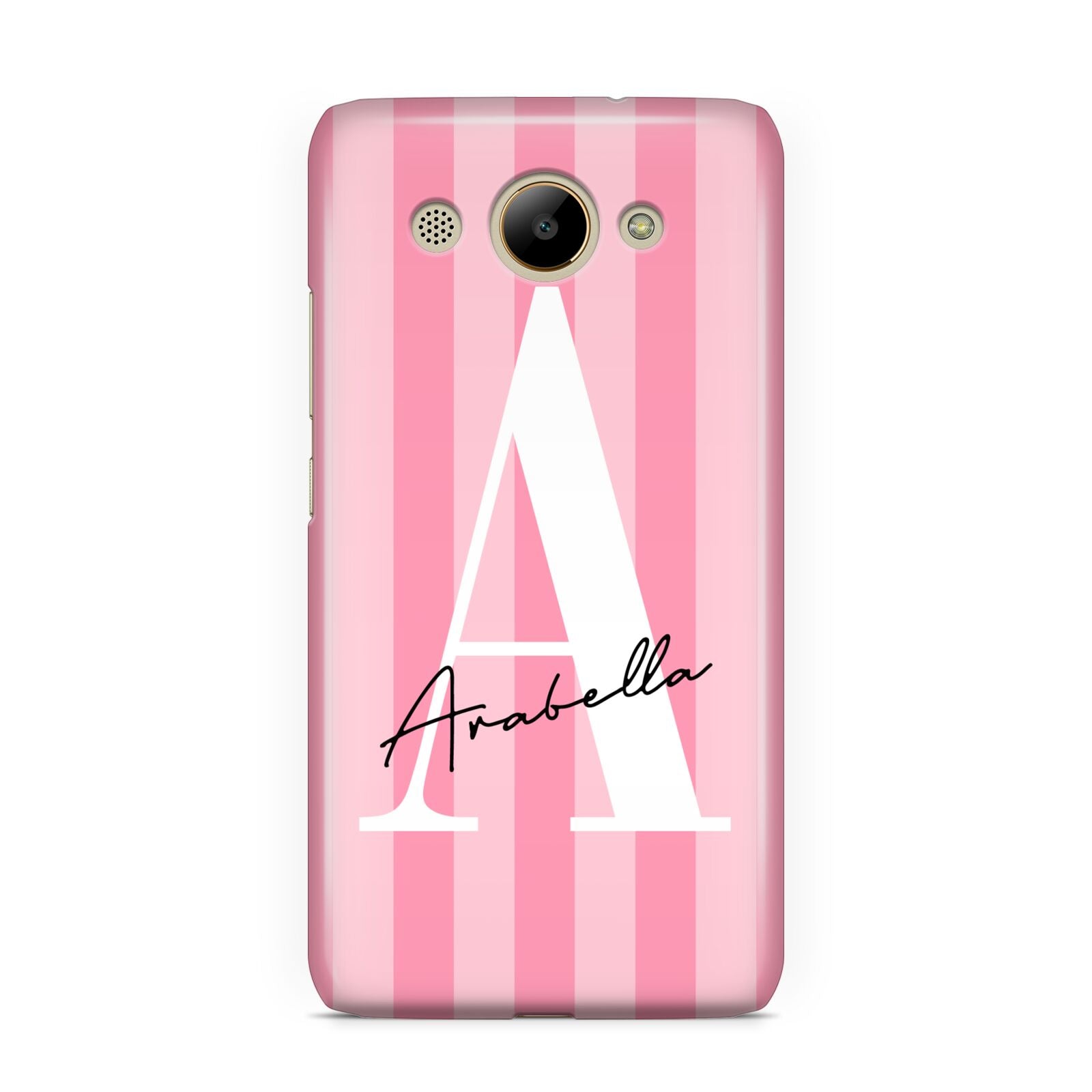 Personalised Pink Stripes Initial Huawei Y3 2017