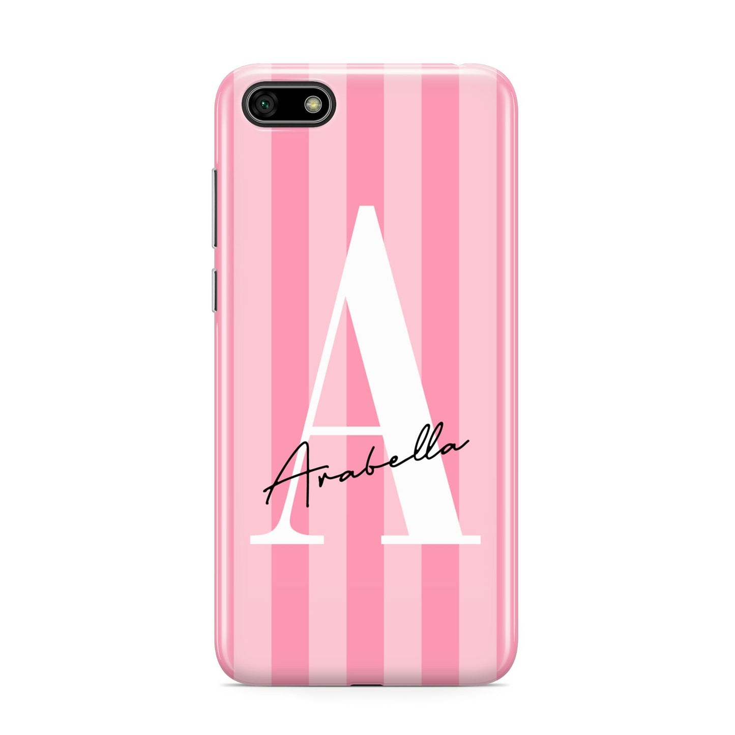 Personalised Pink Stripes Initial Huawei Y5 Prime 2018 Phone Case