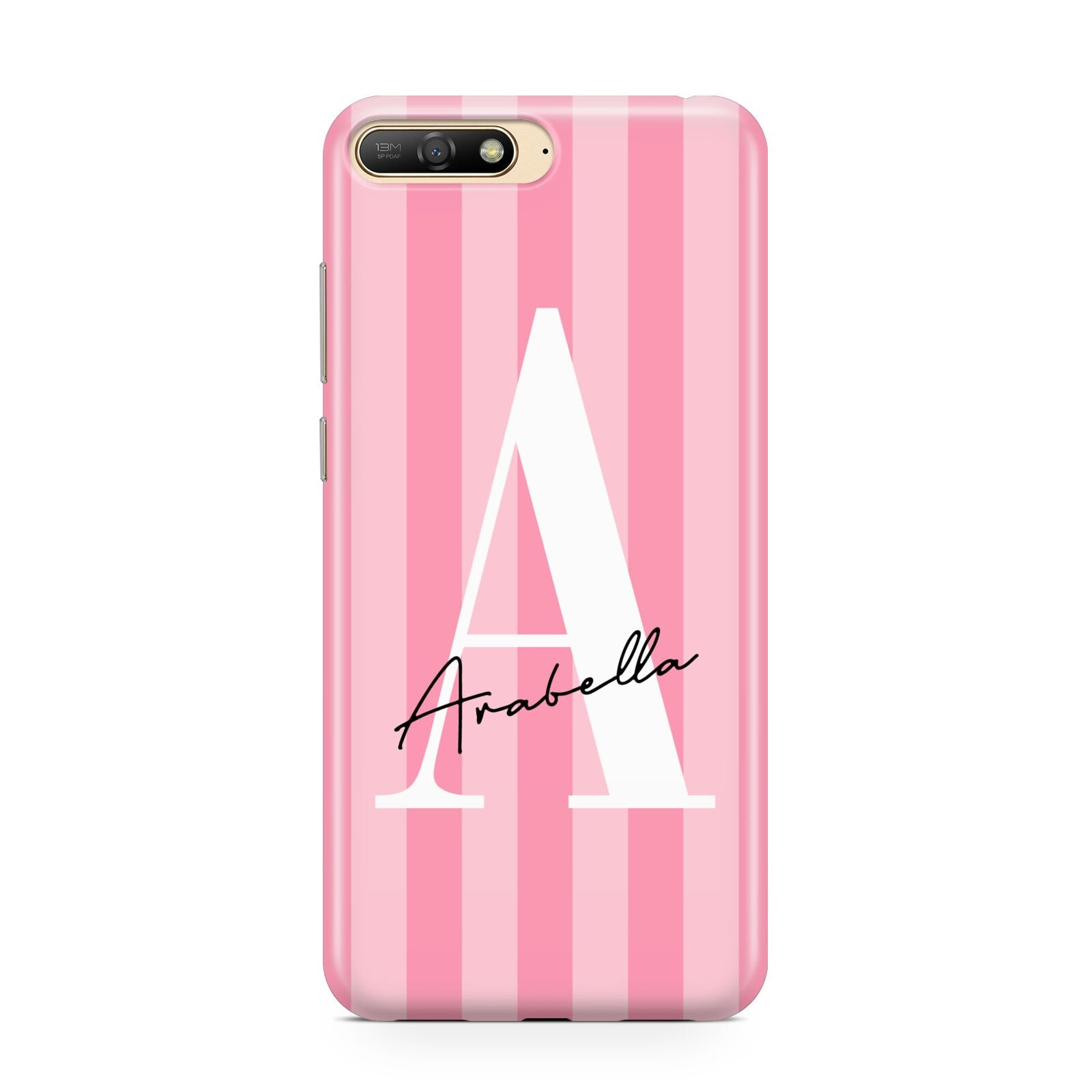 Personalised Pink Stripes Initial Huawei Y6 2018