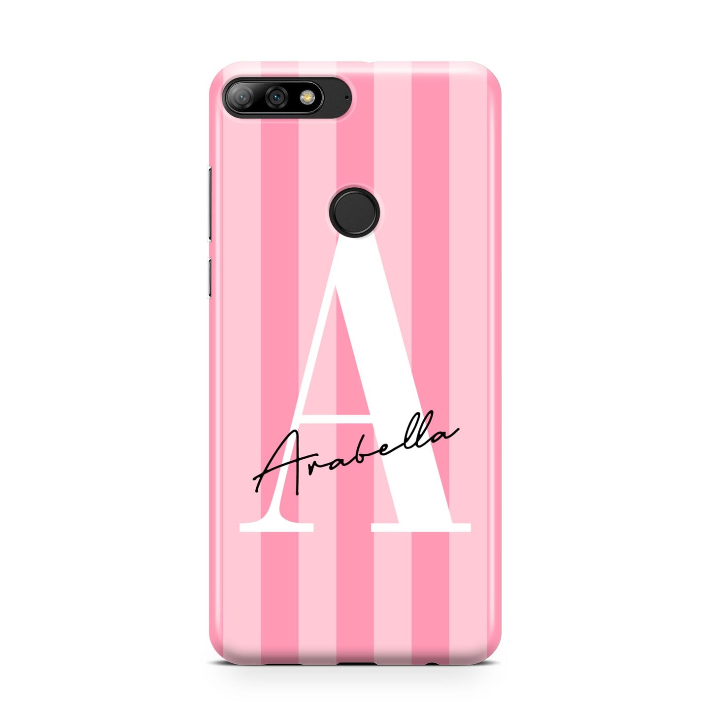 Personalised Pink Stripes Initial Huawei Y7 2018