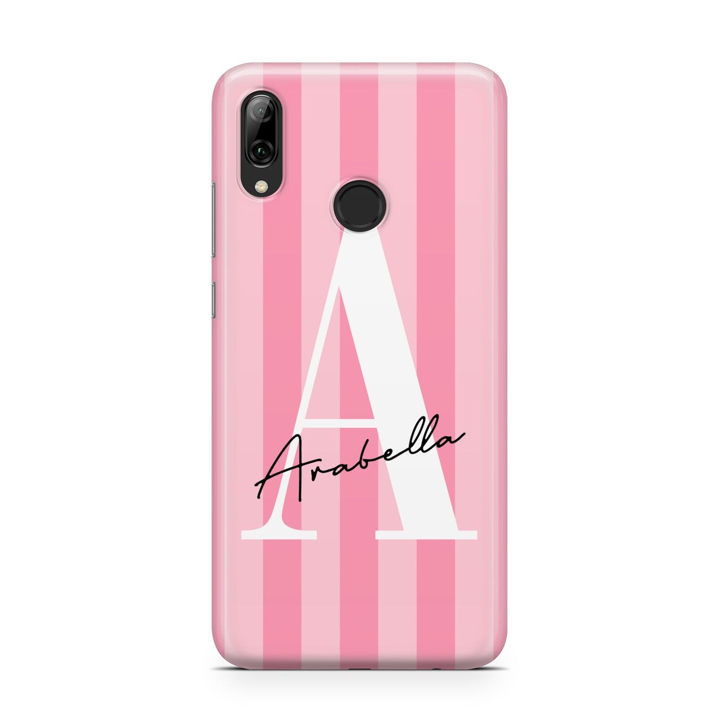 Personalised Pink Stripes Initial Huawei Y7 2019