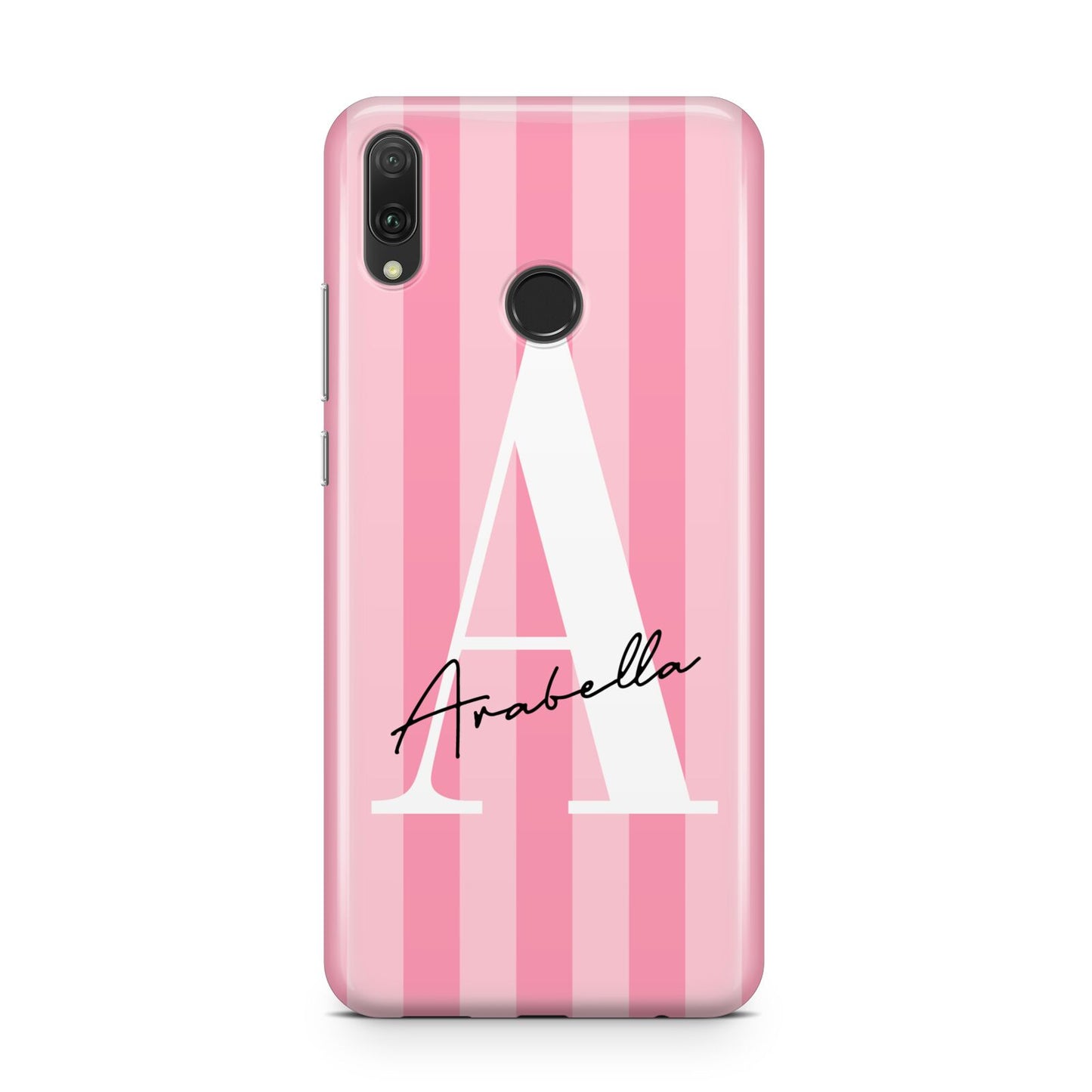 Personalised Pink Stripes Initial Huawei Y9 2019