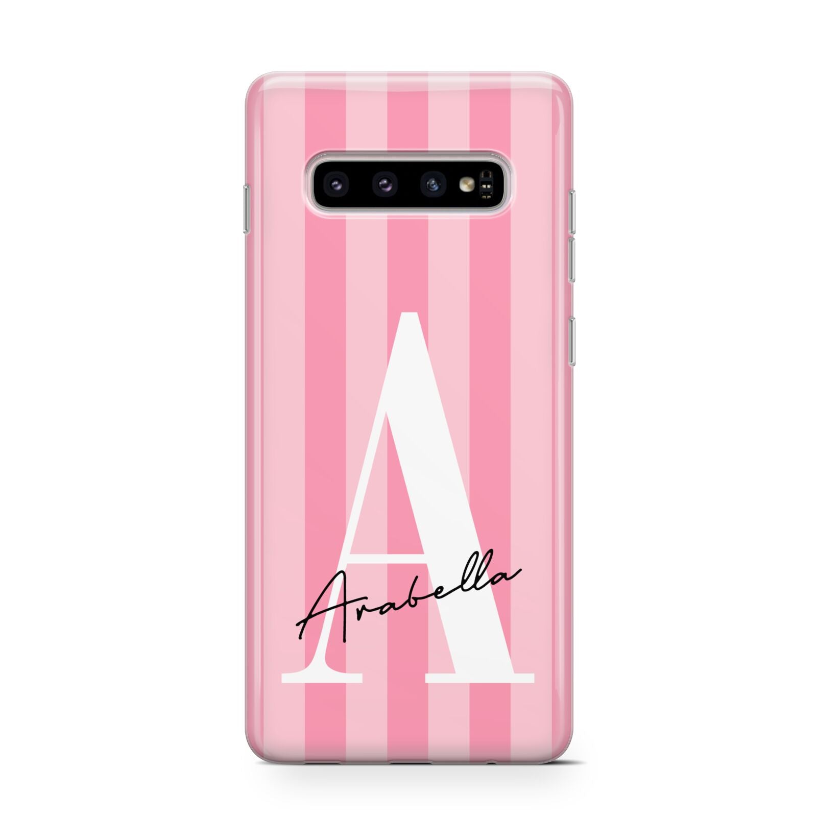 Personalised Pink Stripes Initial Protective Samsung Galaxy Case