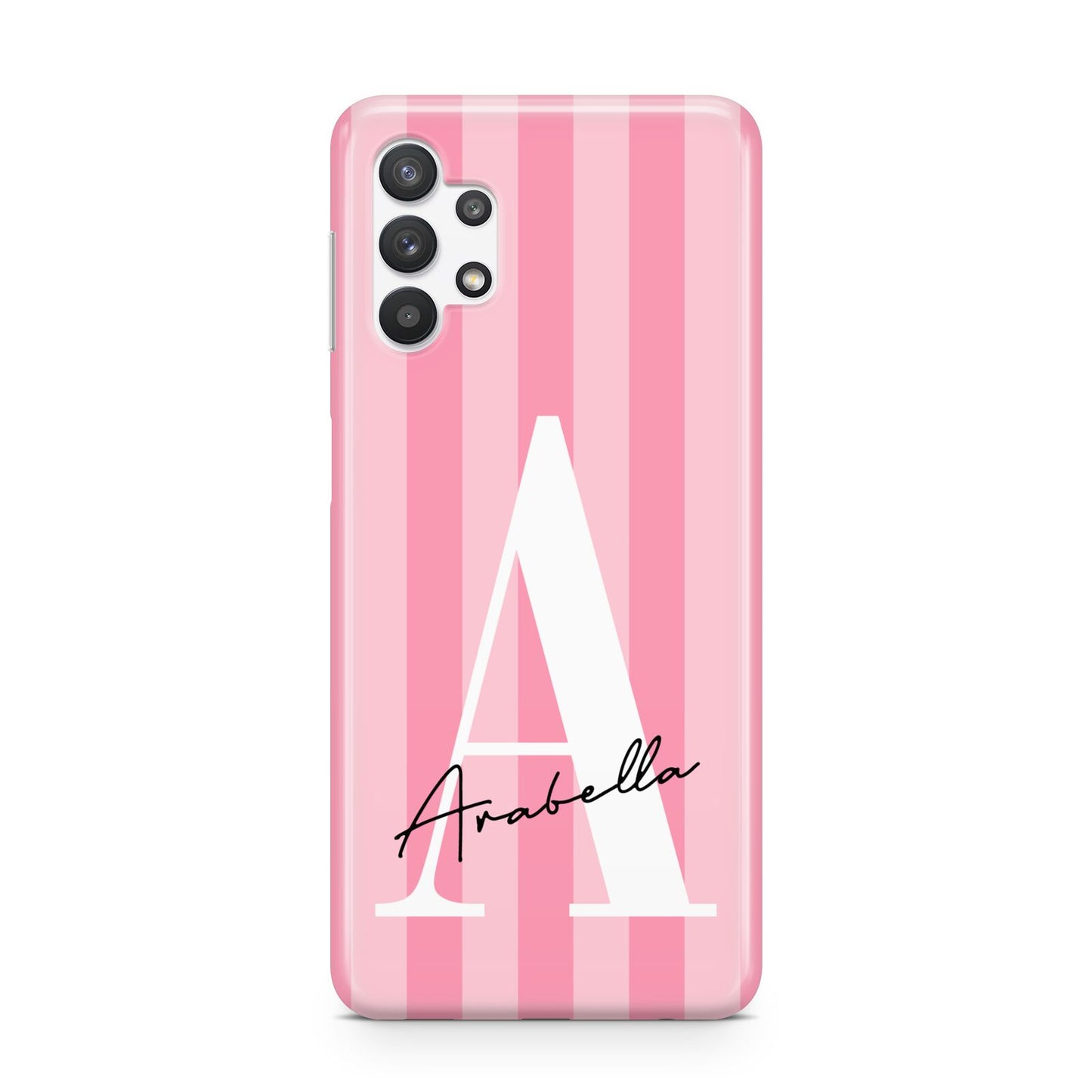 Personalised Pink Stripes Initial Samsung A32 5G Case