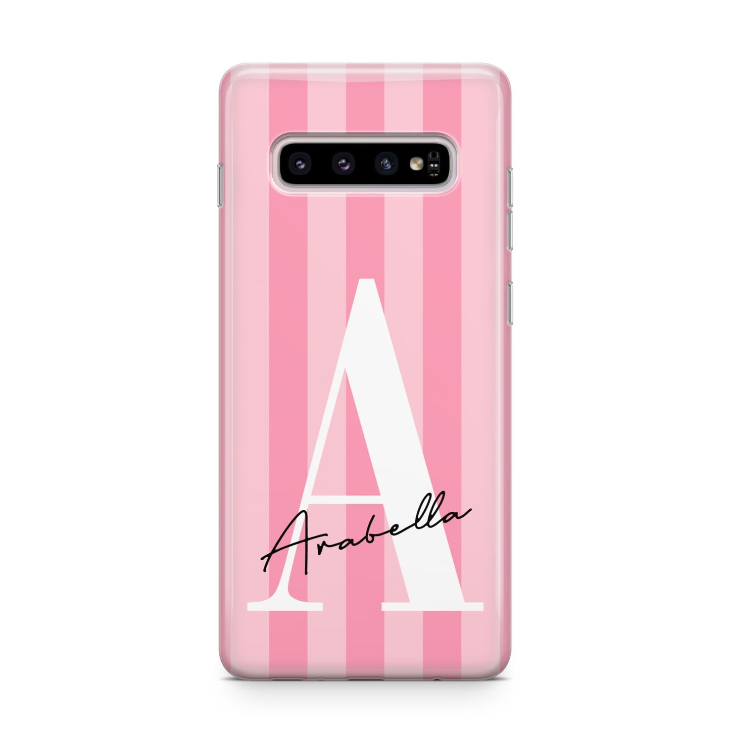 Personalised Pink Stripes Initial Samsung Galaxy S10 Plus Case