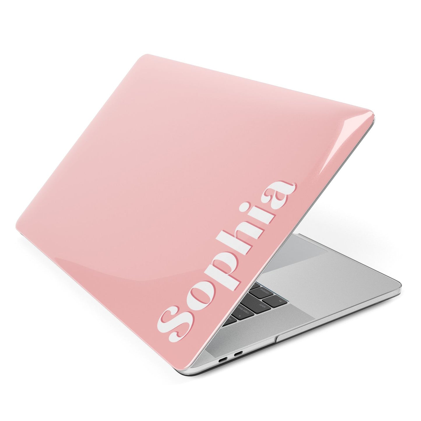 Personalised Pink Text Apple MacBook Case Side View