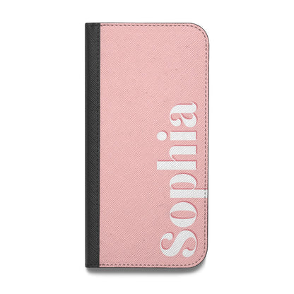 Personalised Pink Text Vegan Leather Flip iPhone Case