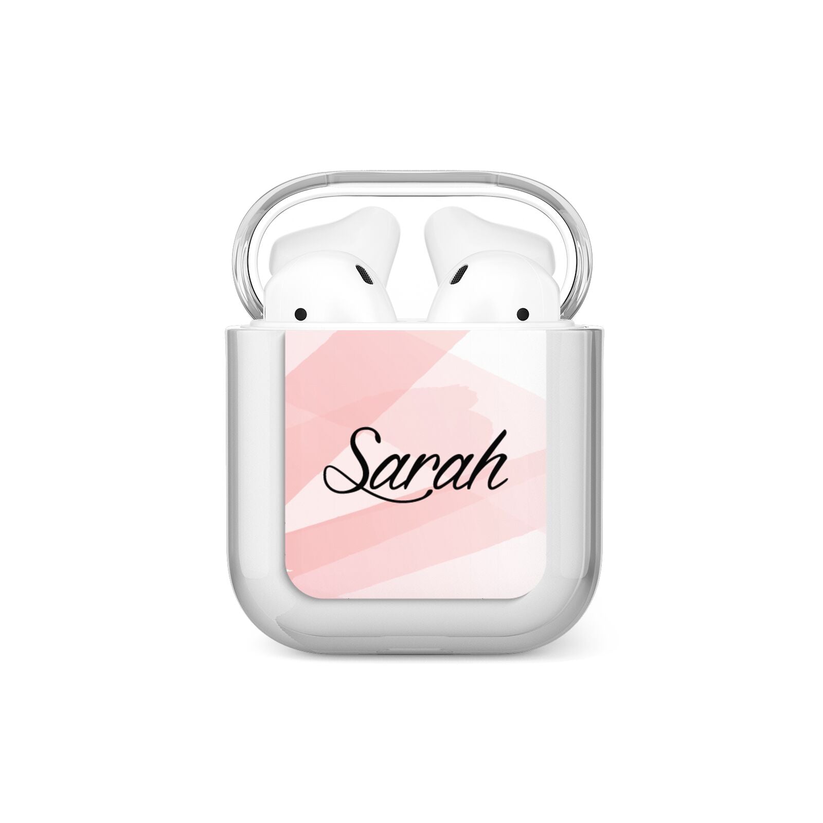 Personalised Pink Watercolour Name AirPods Case