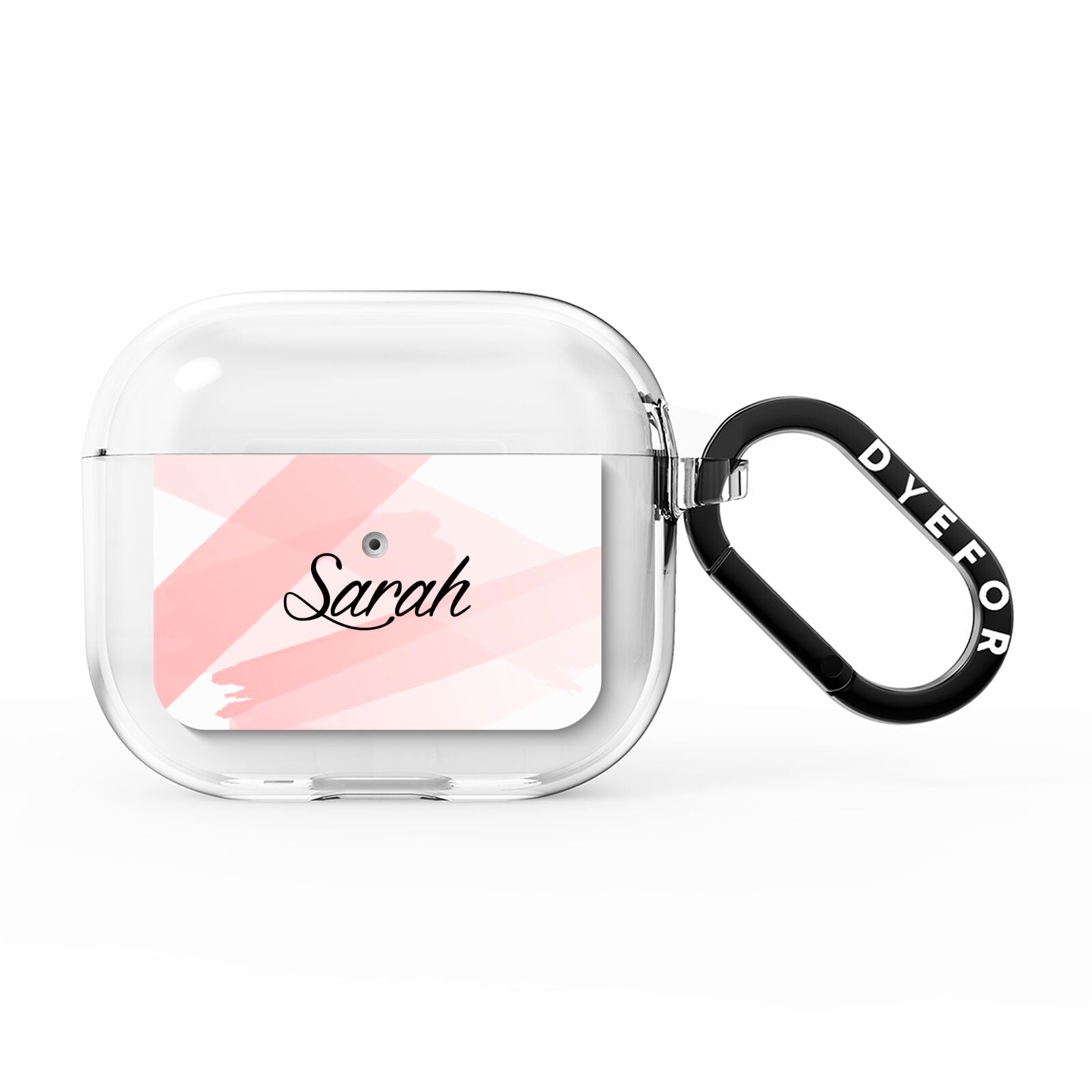 Personalised Pink Watercolour Name AirPods Clear Case 3rd Gen