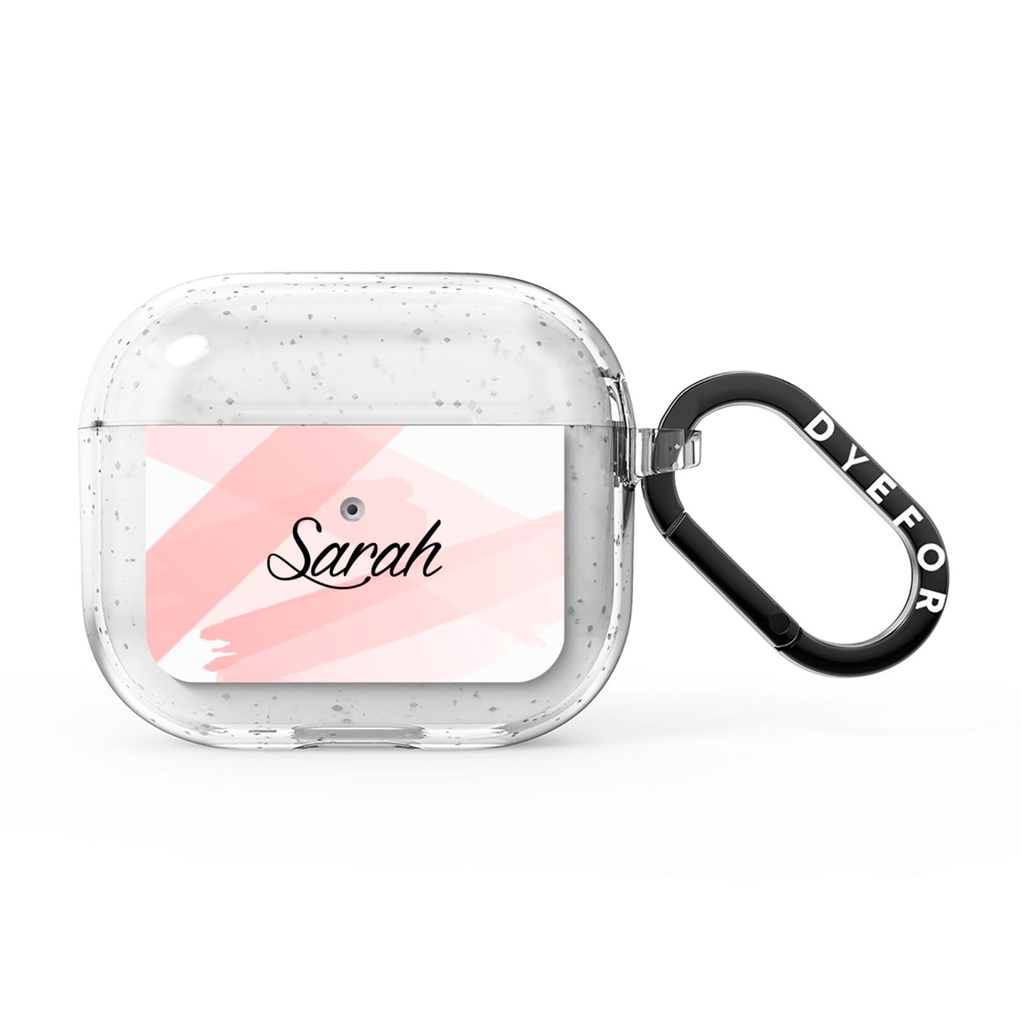 Personalised Pink Watercolour Name AirPods Glitter Case 3rd Gen