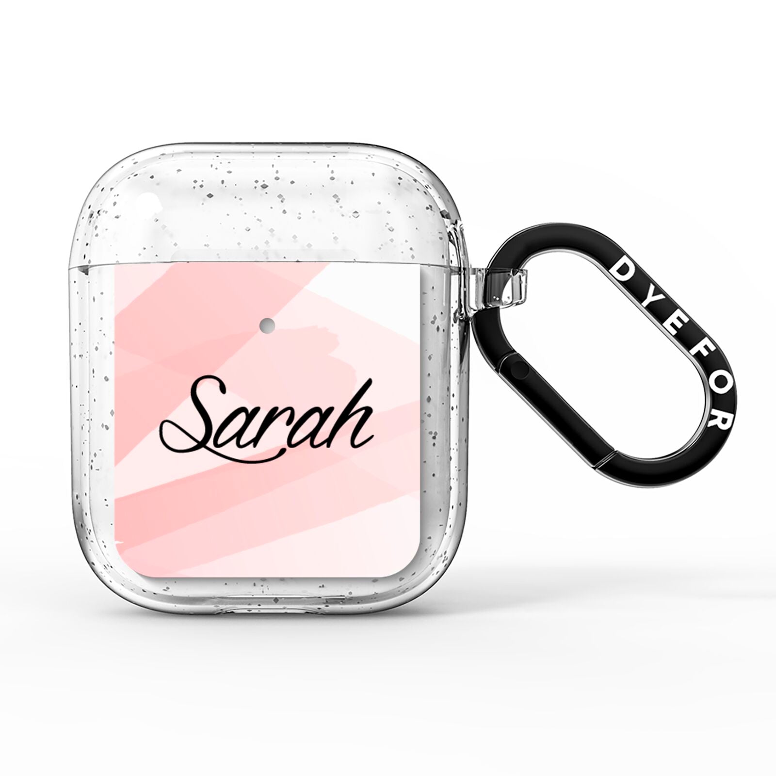 Personalised Pink Watercolour Name AirPods Glitter Case