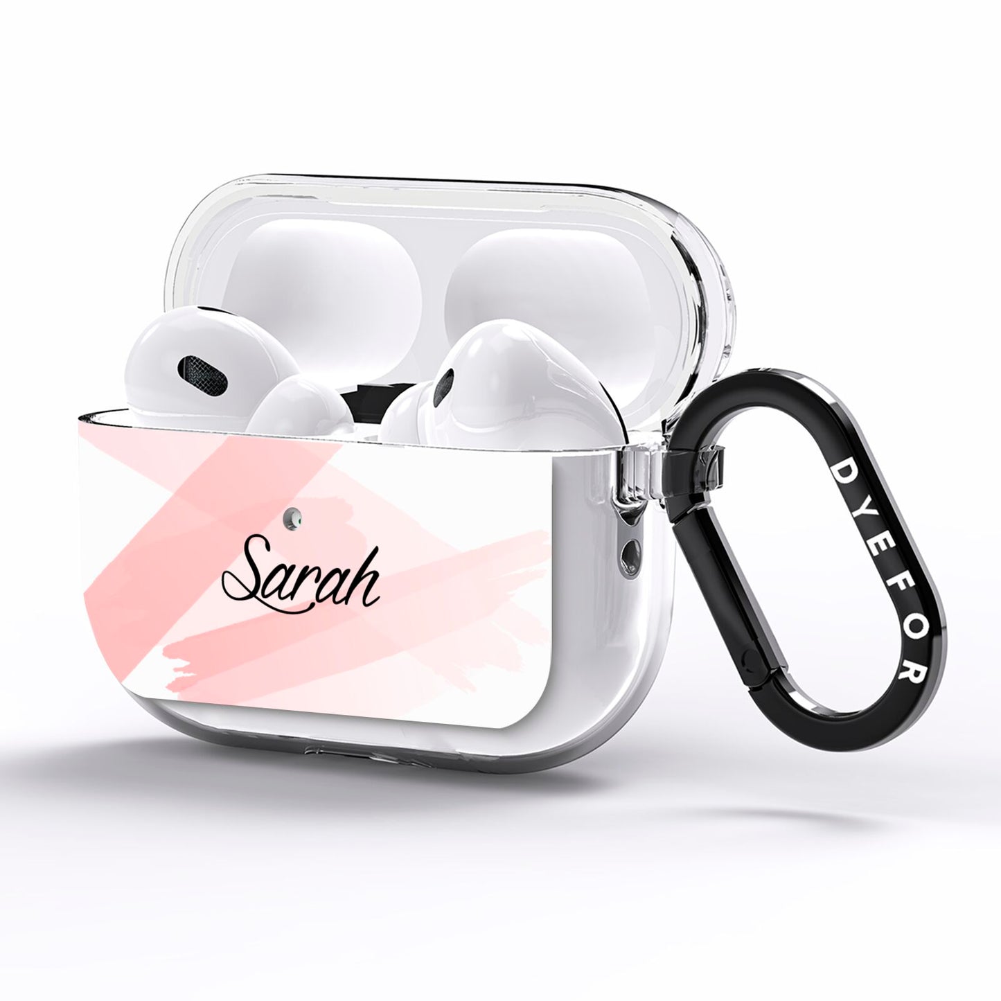 Personalised Pink Watercolour Name AirPods Pro Clear Case Side Image