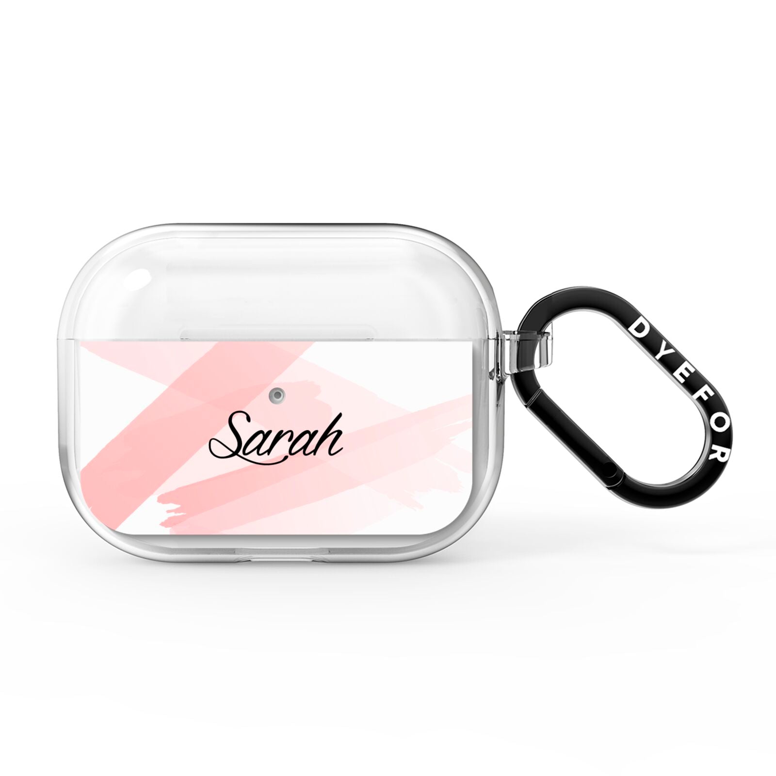 Personalised Pink Watercolour Name AirPods Pro Clear Case