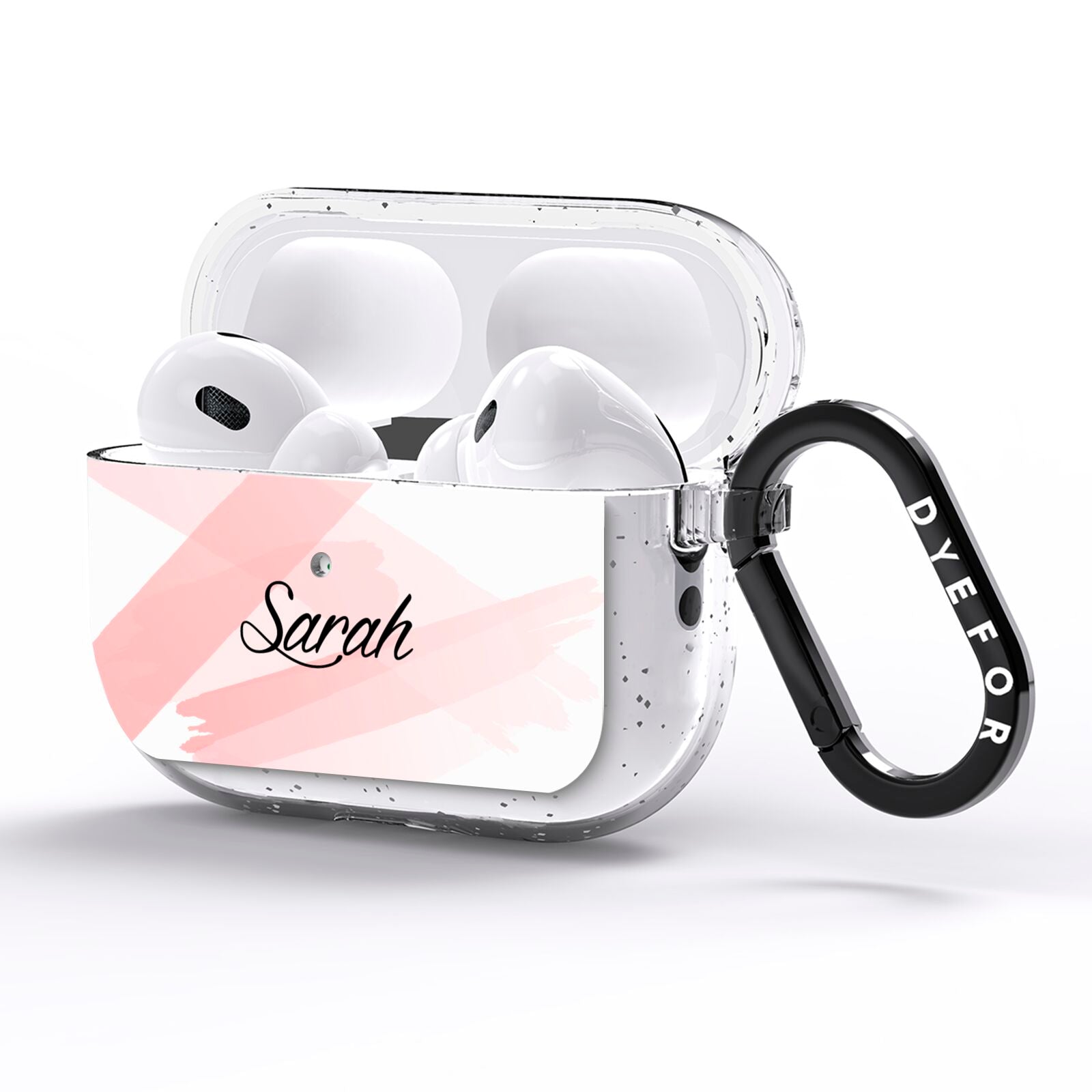 Personalised Pink Watercolour Name AirPods Pro Glitter Case Side Image